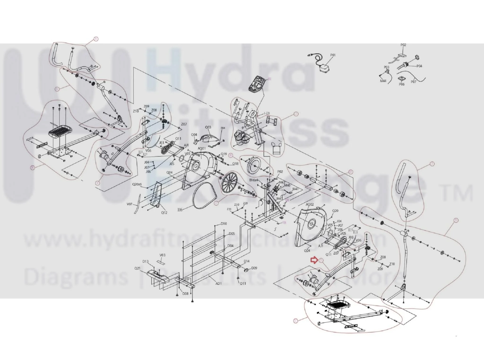 Horizon Fitness EP534 EP548 EP537 EP565 Elliptical Right Pedal Arm Set 1000205125 - Image 3