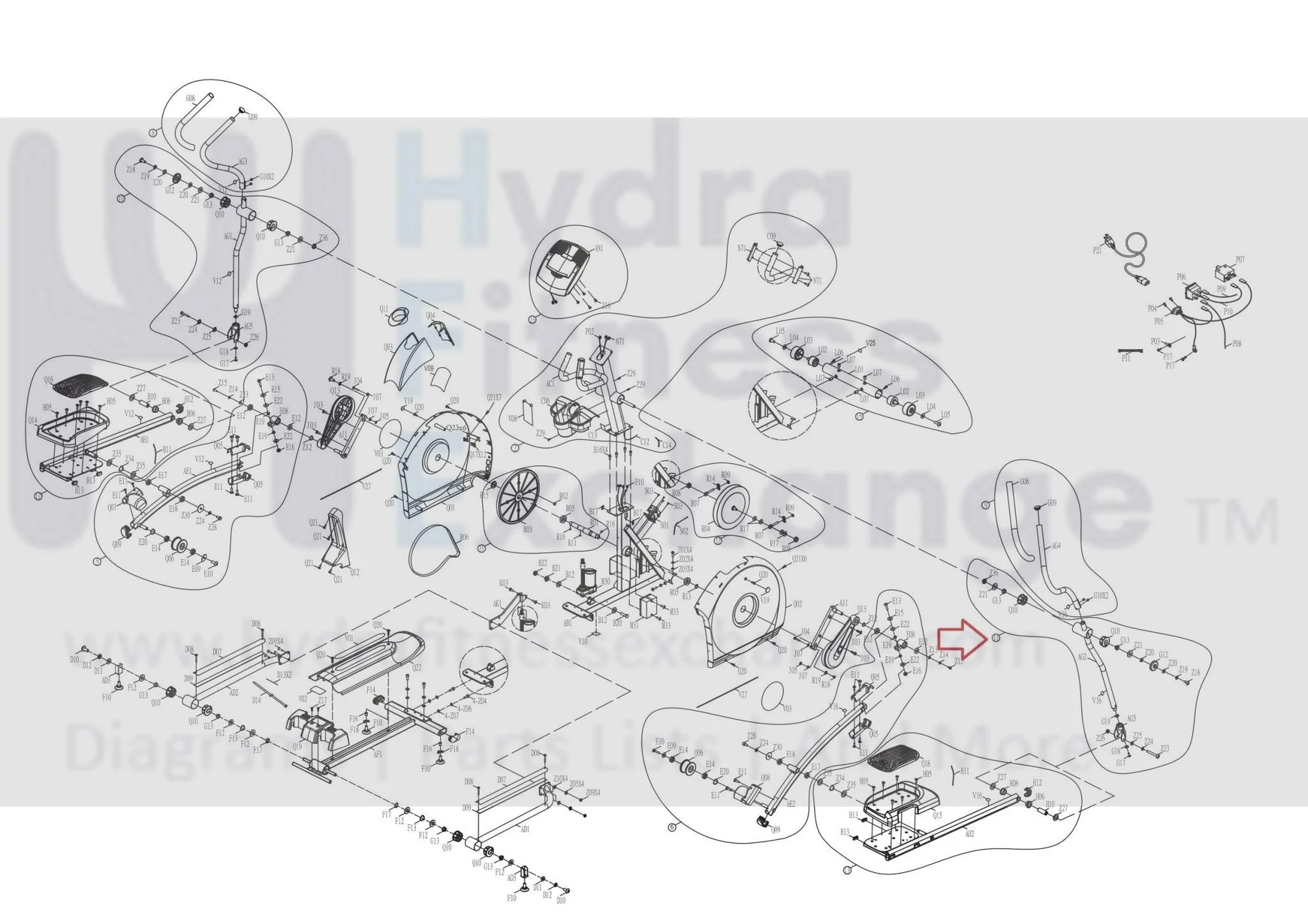 Horizon Fitness EP546B Elliptical Right Lower Handlebar Set 1000206736 - Image 3