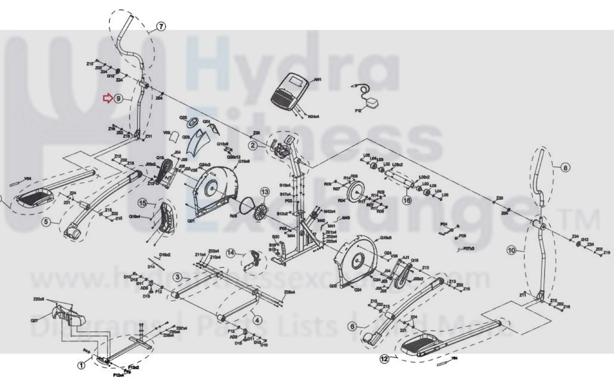 Horizon Fitness EP573D Elliptical Left Down Arm Rest Assembly Set 1000347418 - Image 2