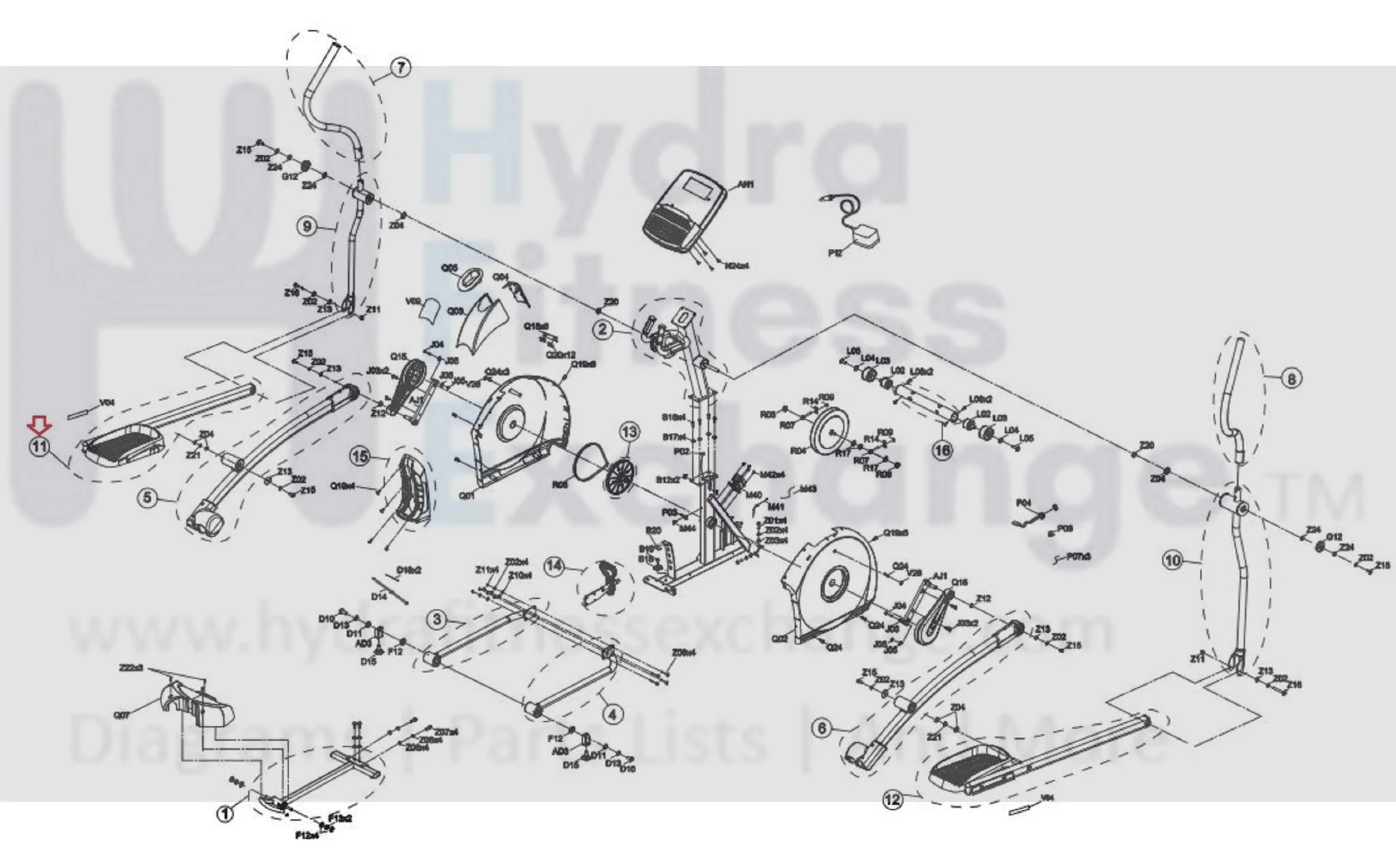 Horizon Fitness EP573D Elliptical Left Foot Pedal Arm Assembly 1000346001 - Image 2