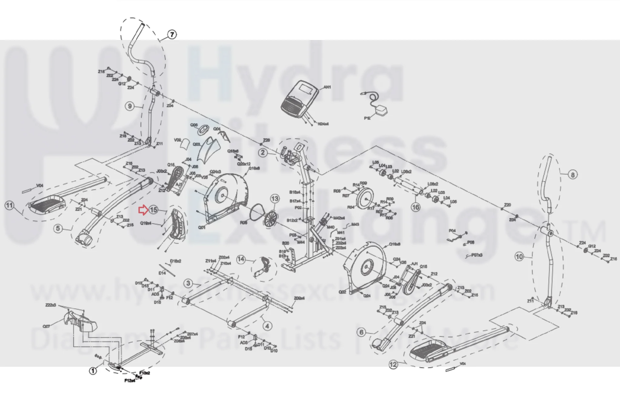 Horizon Fitness EP573D Elliptical Mid Cover Set 1000346004 - Image 2