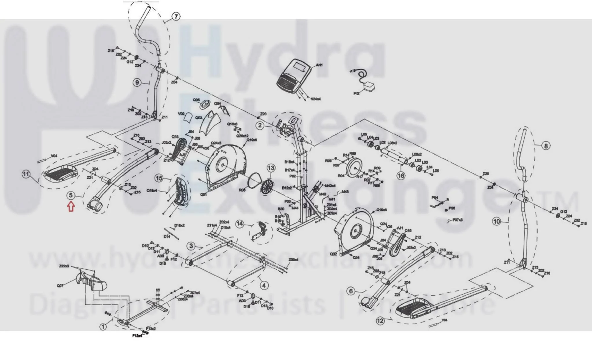 Horizon Fitness EP573D EP573 Elliptical Left  Pedal Arm Set S-EP573 1000305221 - Image 2