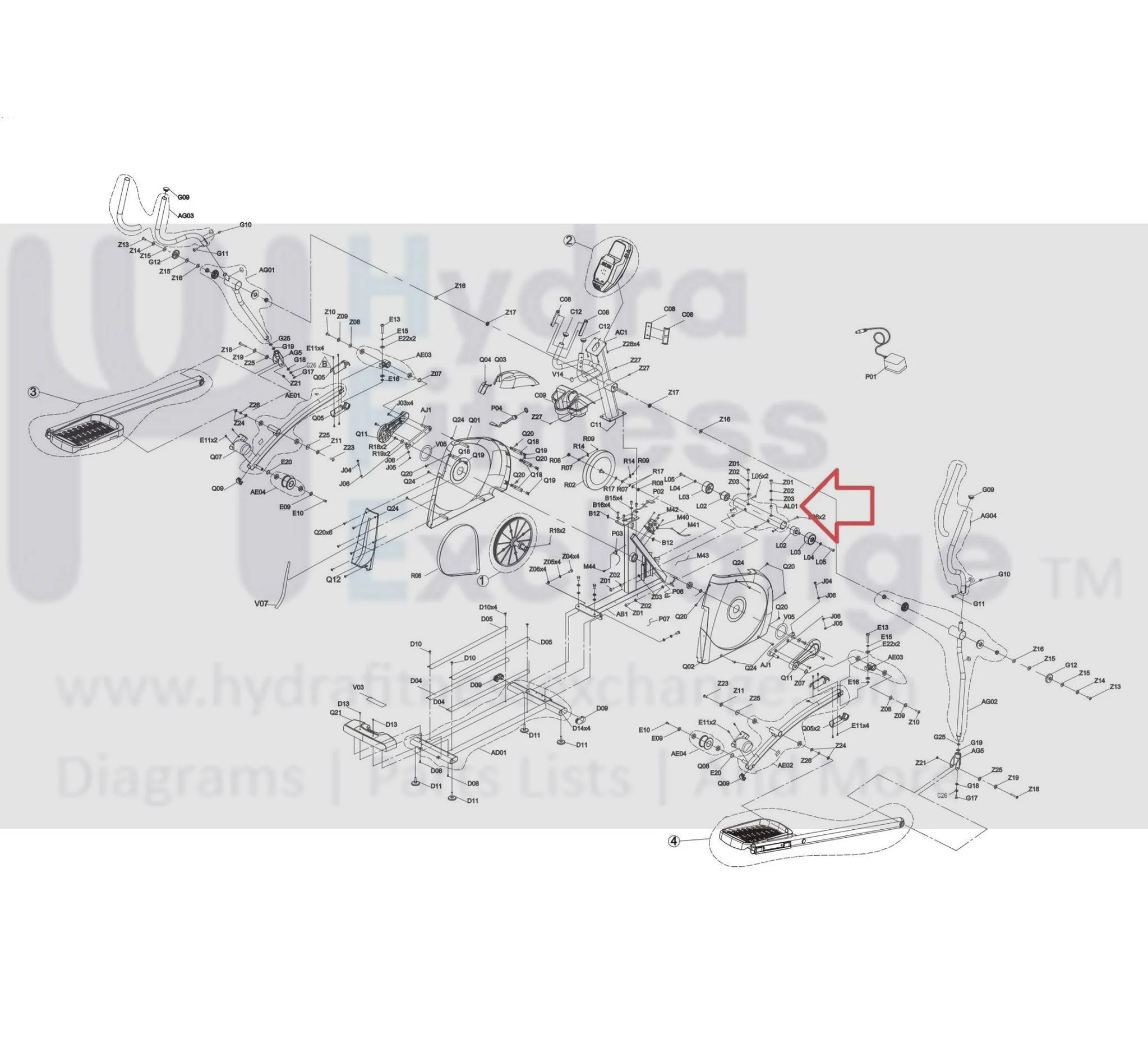 Horizon Fitness EP716 EP283 Elliptical Front Foot Stabilizer Set Semi Assembly 1000423872 - Image 2
