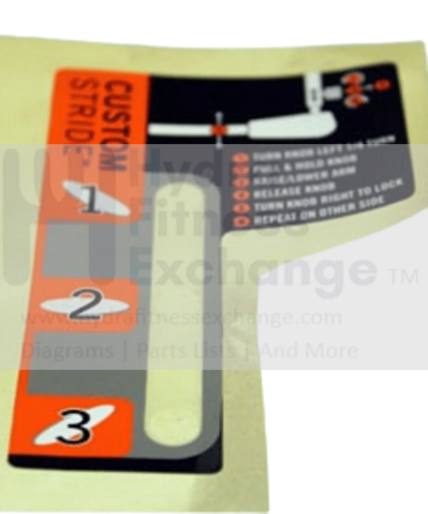Horizon Fitness EX67 - EP506 Elliptical Right Arm Rest Set Sticker 102826