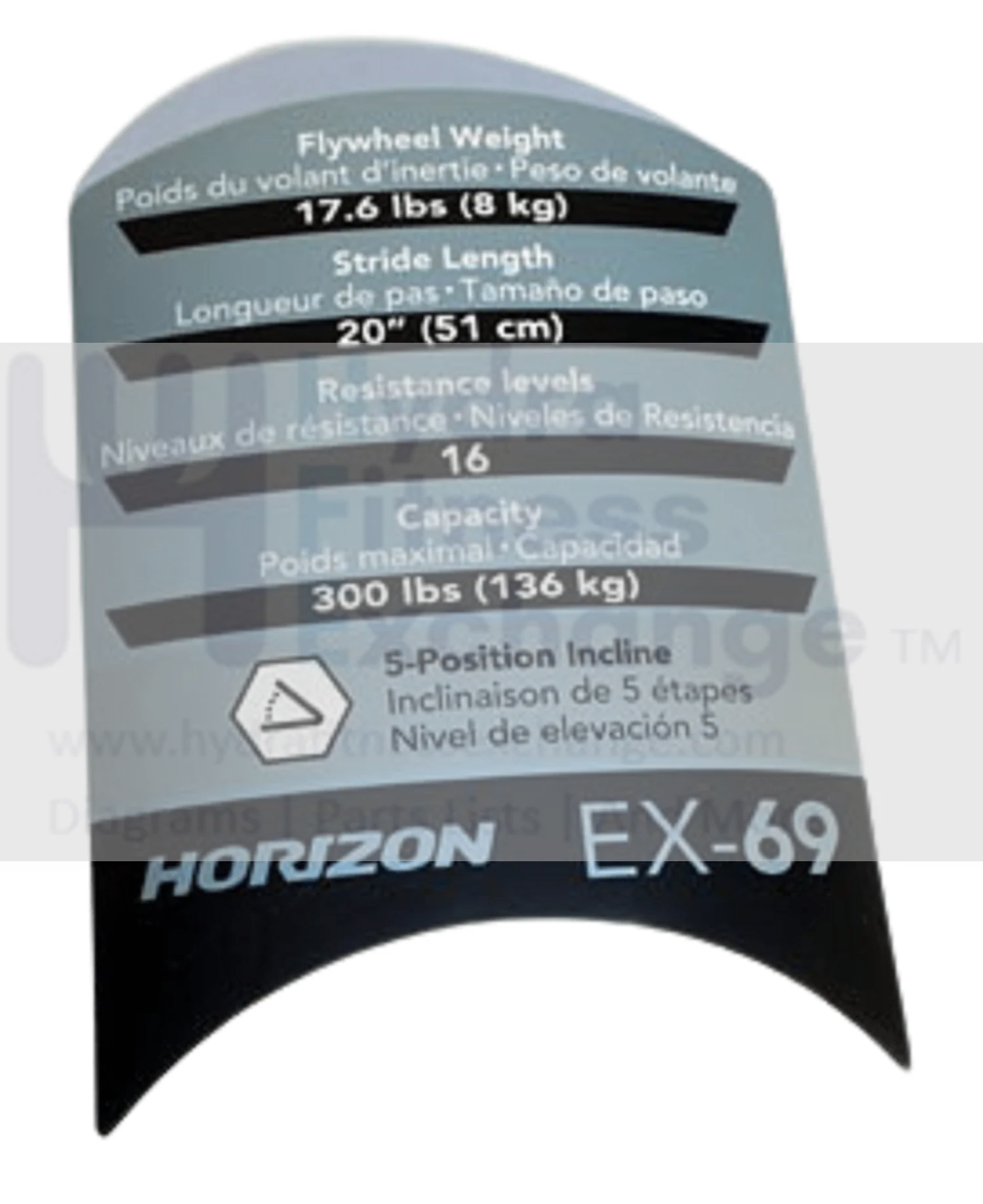 Horizon Fitness EX69 - EP537 Elliptical Sales Cover Label 1000202465