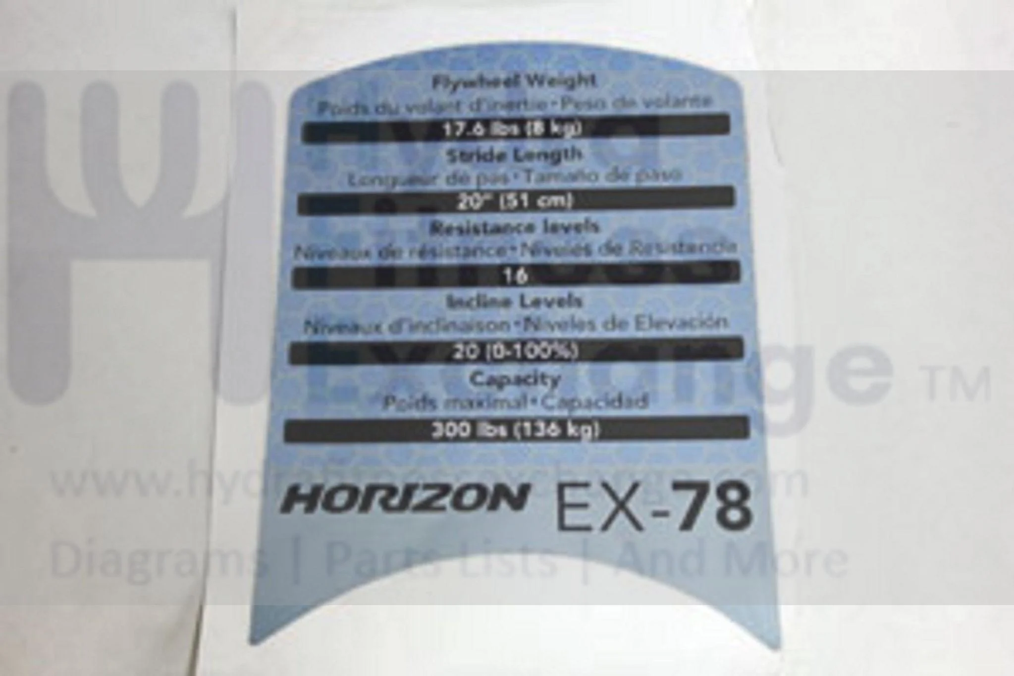 Horizon Fitness EX78 - EP516 Elliptical Console Mast Cover Pop Decal Sticker 1000107582 - Image 2