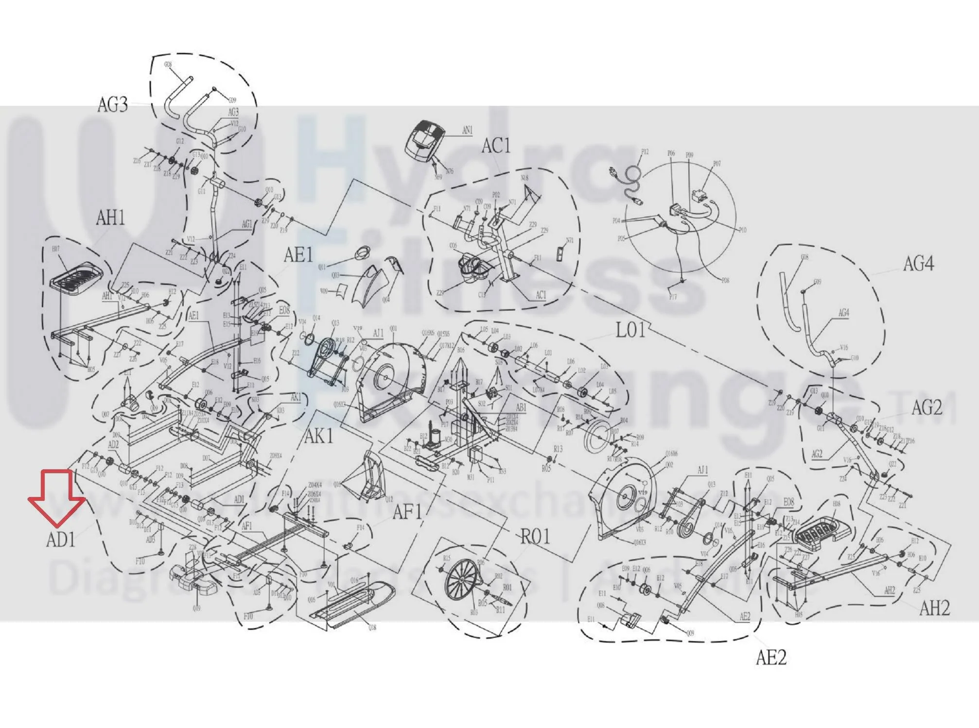 Horizon Fitness EX78 - EP516 EX79 - EP546B Elliptical Guide Rail Set Semi Assembly 1000101685 - Image 3