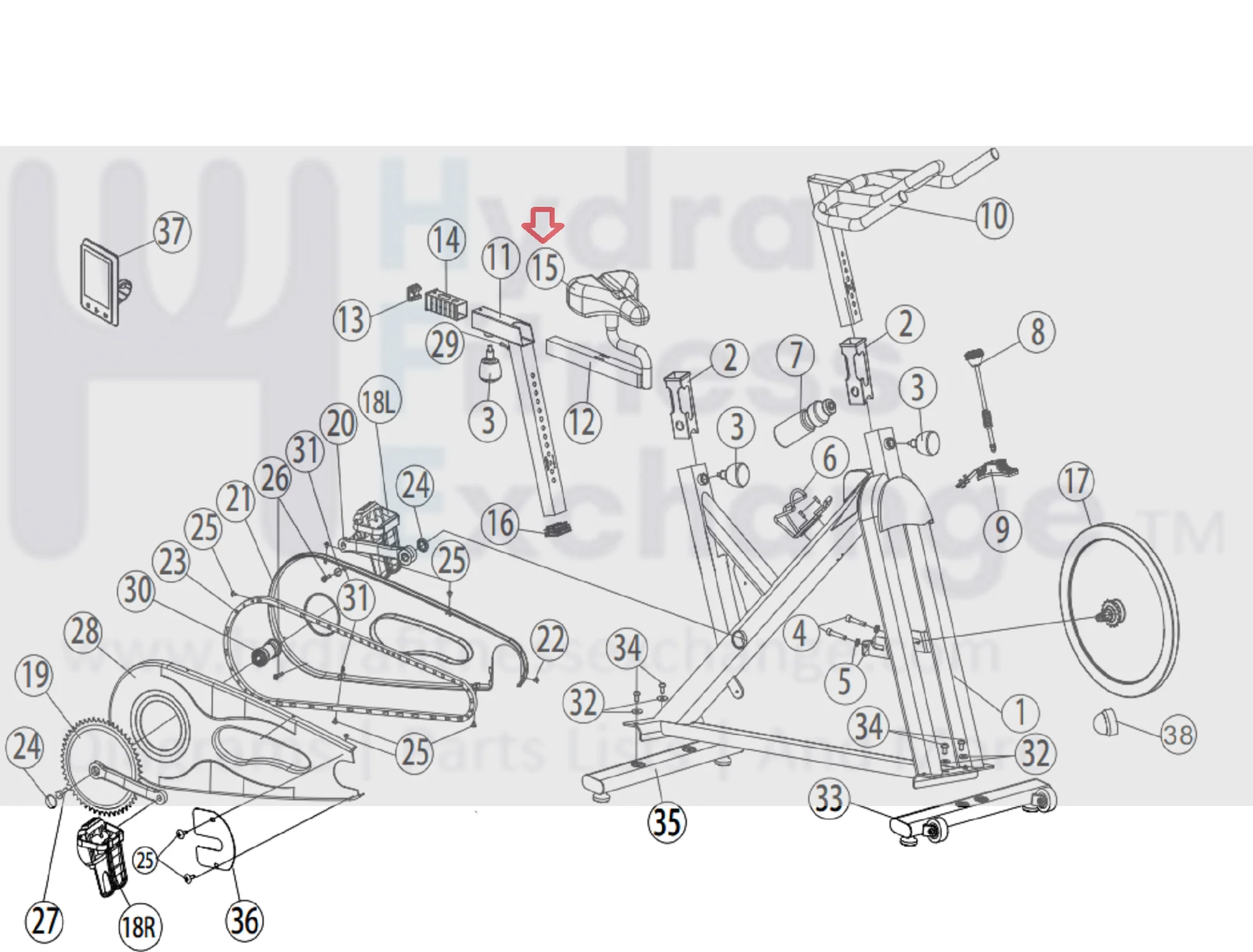 Horizon Fitness GR3 Indoor Cycle Stationary Bike Bottom Seat Pad 1000412746 - Image 2