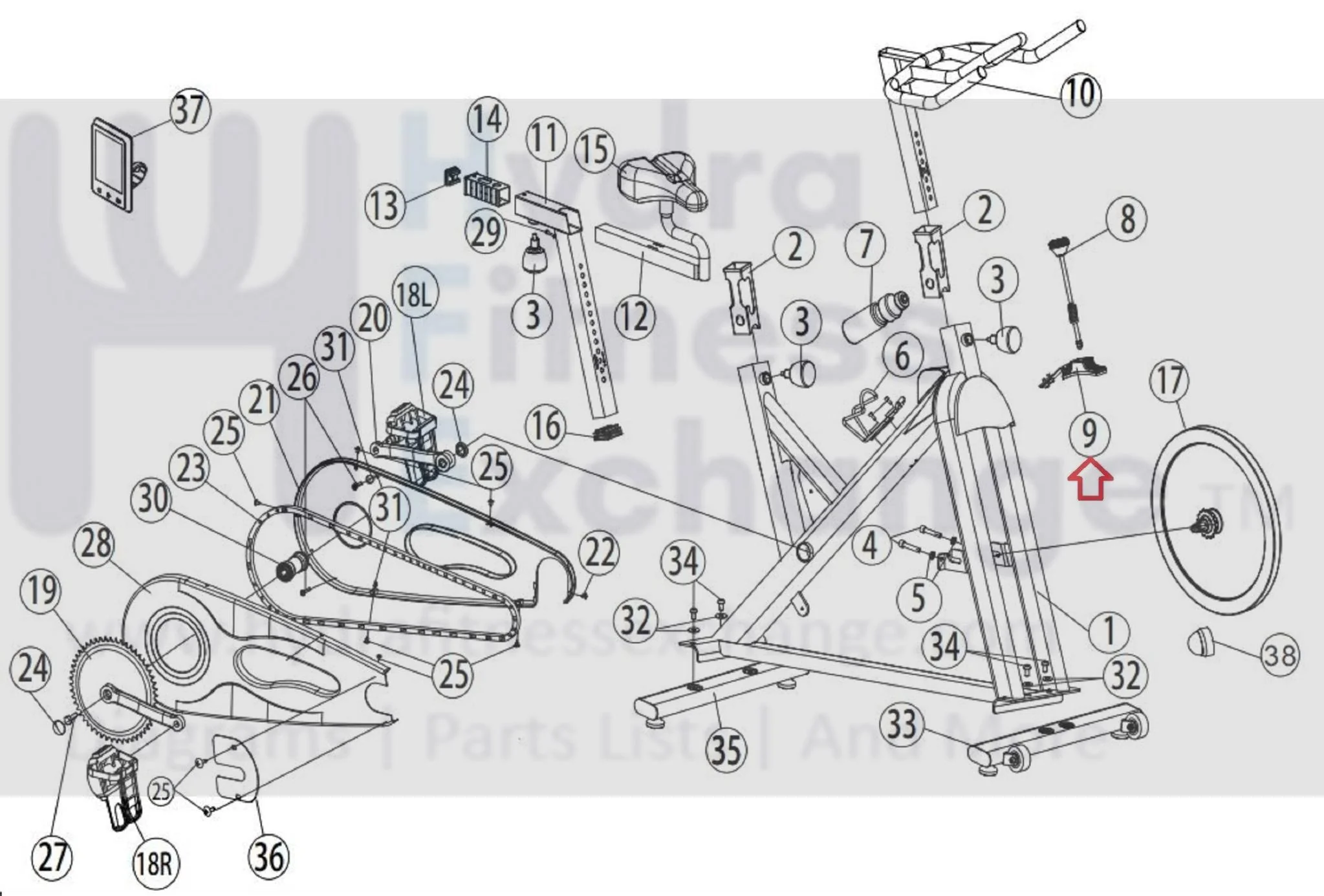 Horizon Fitness FC009 FC021 FC060 Stationary Bike Brake Pad Assembly 1000320653 - Image 2