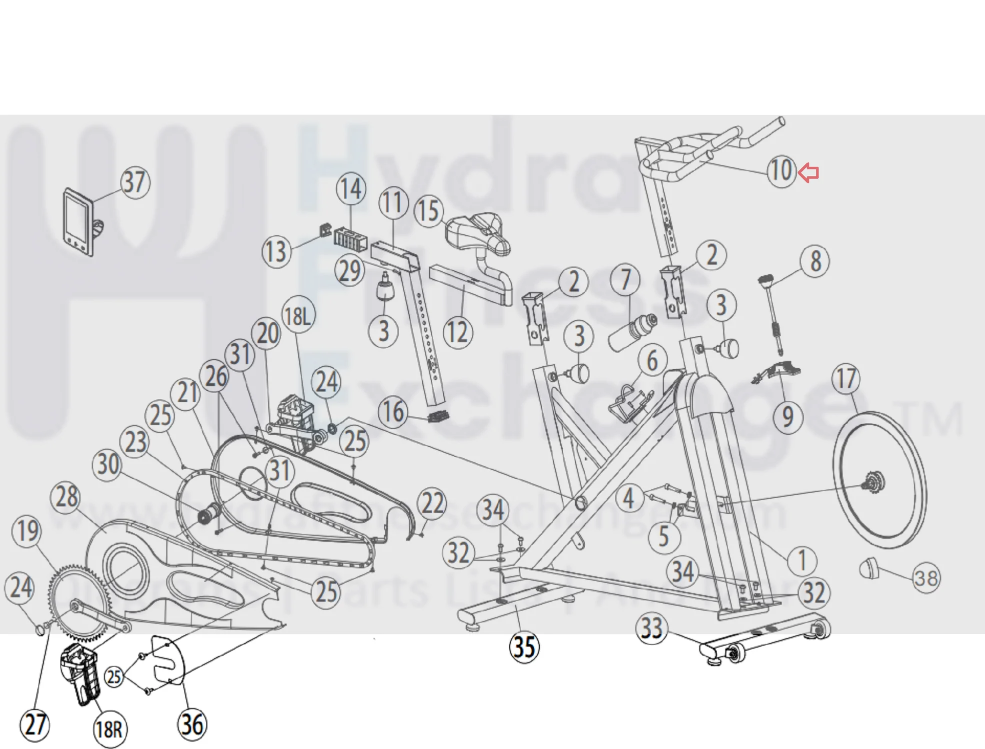 Horizon Fitness FC060 Stationary Bike Handlebar 1000412745 - Image 3