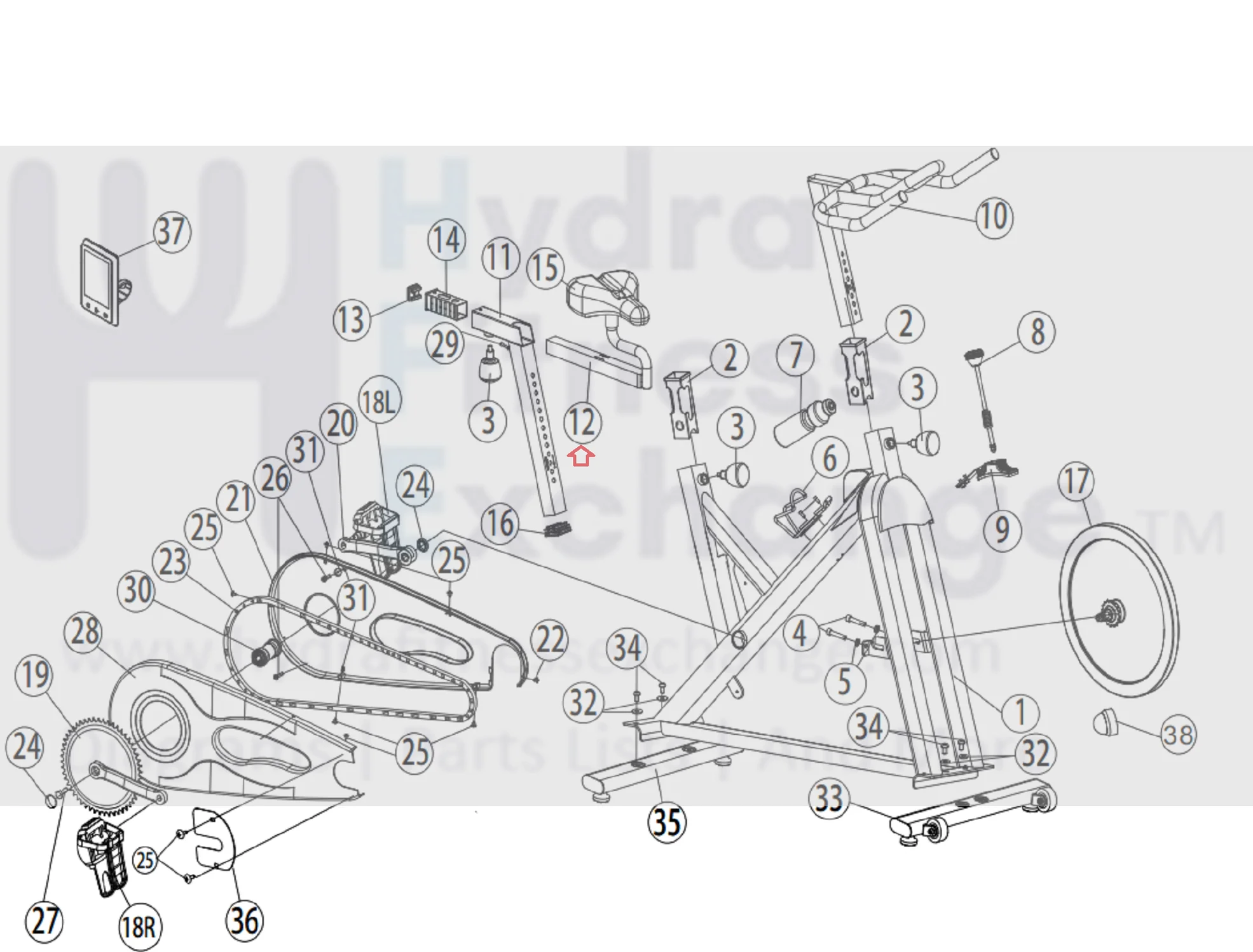 Horizon Fitness FC060 Stationary Bike Seat Post Slider 1000204247 - Image 3