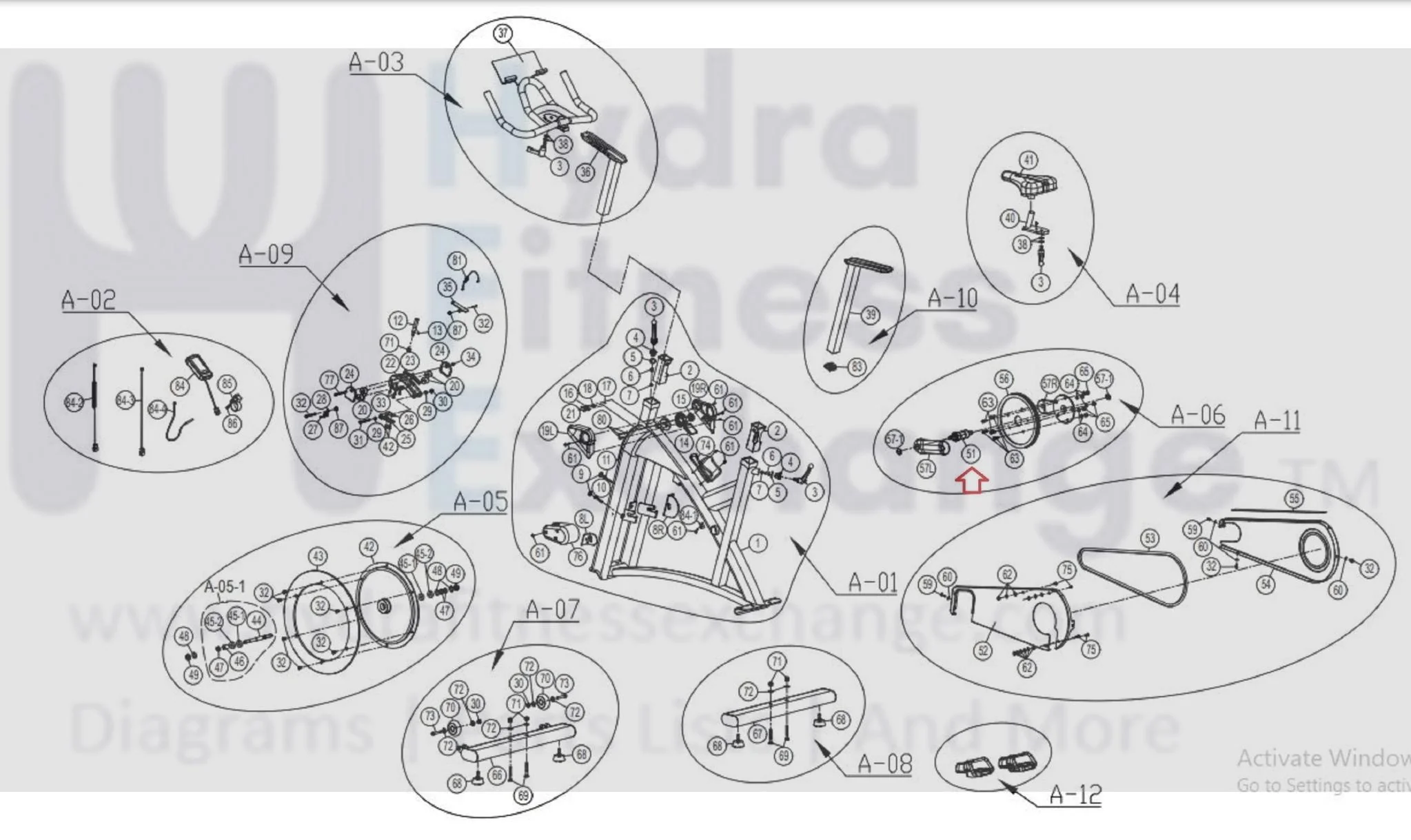 Horizon Fitness IC7.9 - FC062 Stationary Bike Bottom Bracket 1000457062 - Image 2