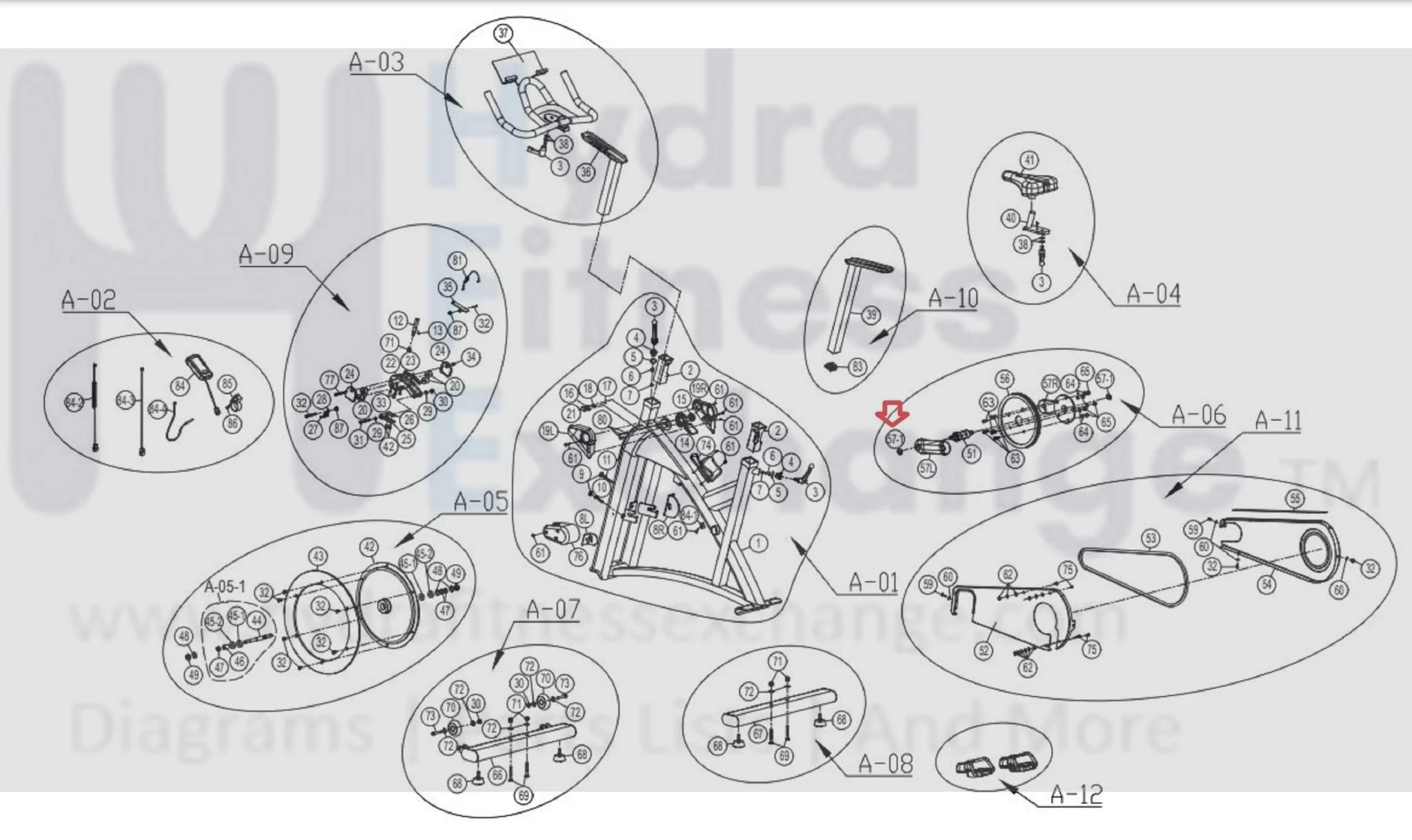 Horizon Fitness IC7.9 - FC062 Stationary Bike Crank Arm EndCap 1000457065 - Image 2