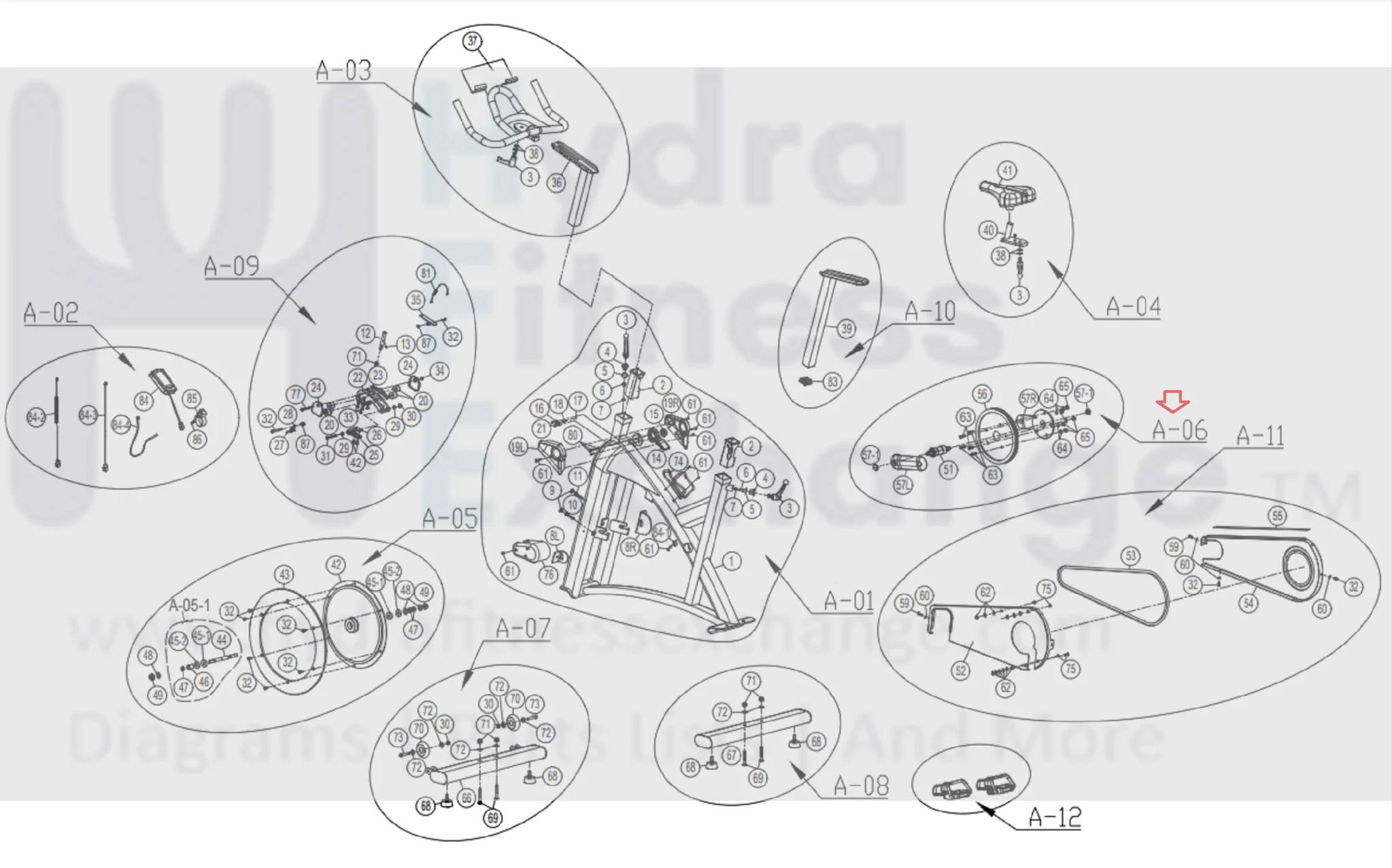Horizon Fitness IC7.9 - FC062 Stationary Bike Crank Axle Set 1000413995 - Image 2