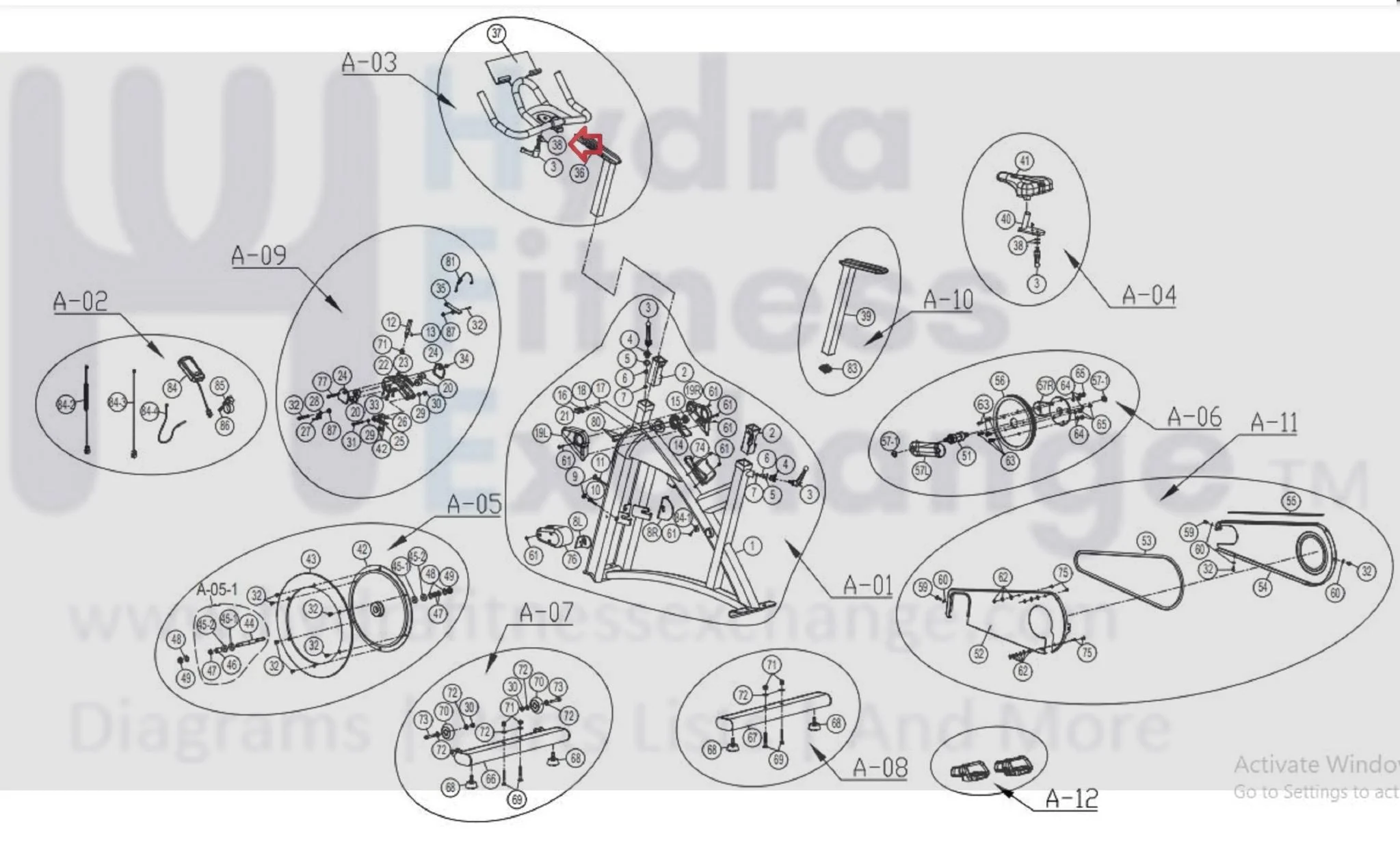 Horizon Fitness IC7.9 - FC062 Stationary Bike Washer 1000413966 - Image 2