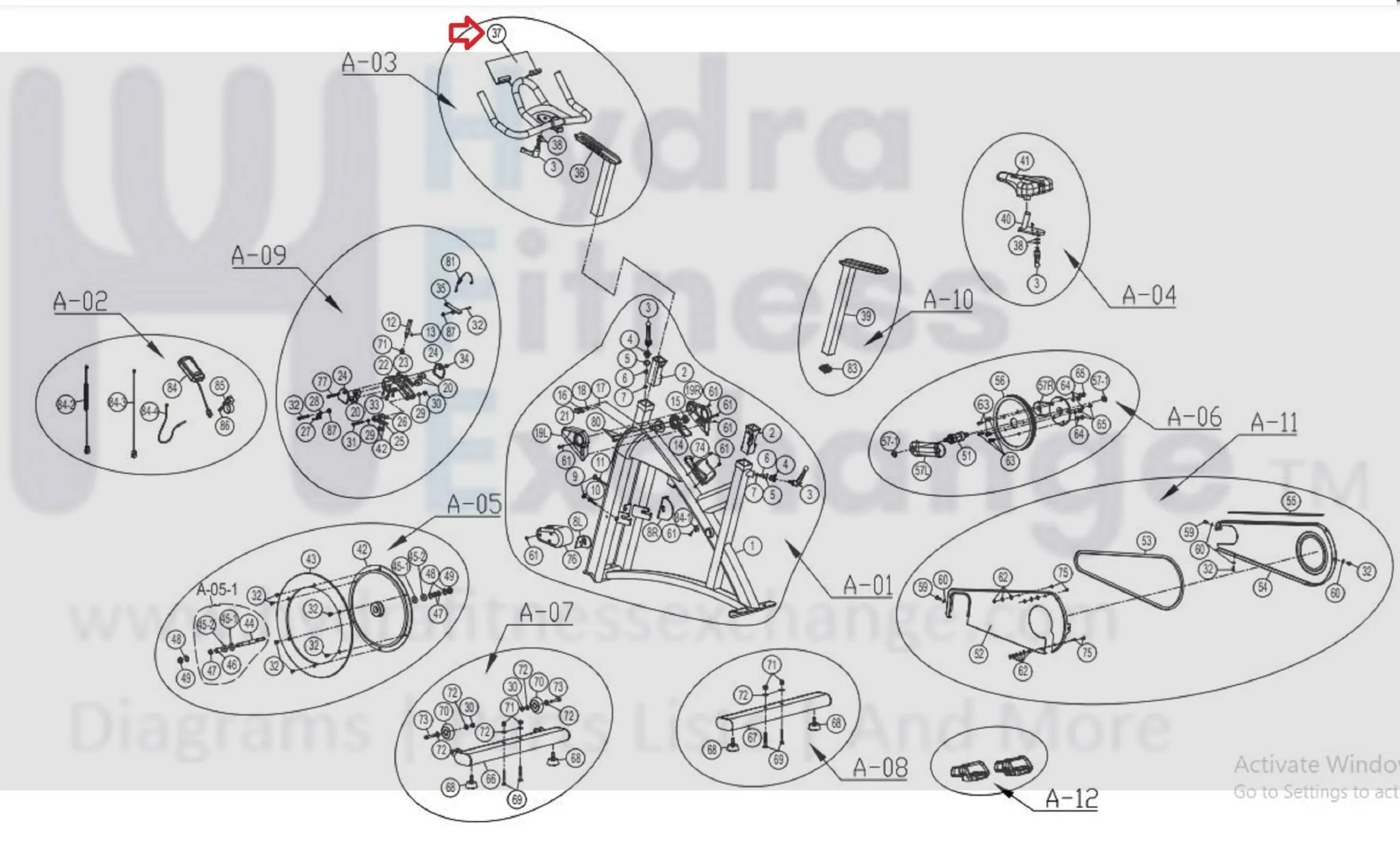 Horizon Fitness IC7.9 - FC062 Stationary Bike Handlebar 1000442979 - Image 2