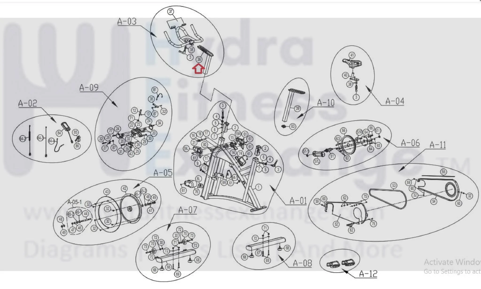 Horizon Fitness IC7.9 - FC062 Stationary Bike Handlebar Post 1000442980 - Image 2