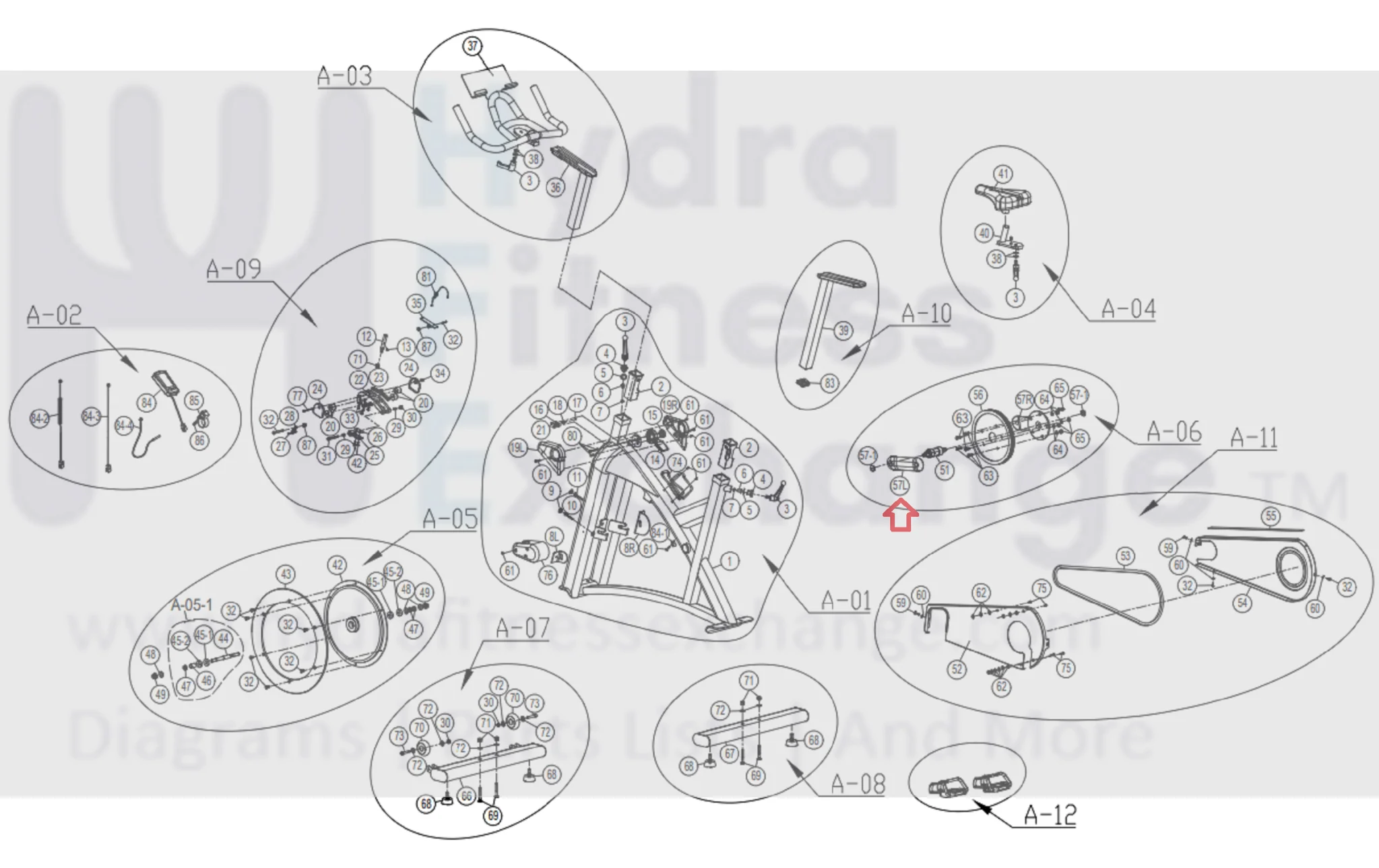 Horizon Fitness IC7.9 - FC062 Stationary Bike Left Crank Arm 1000457063 - Image 2