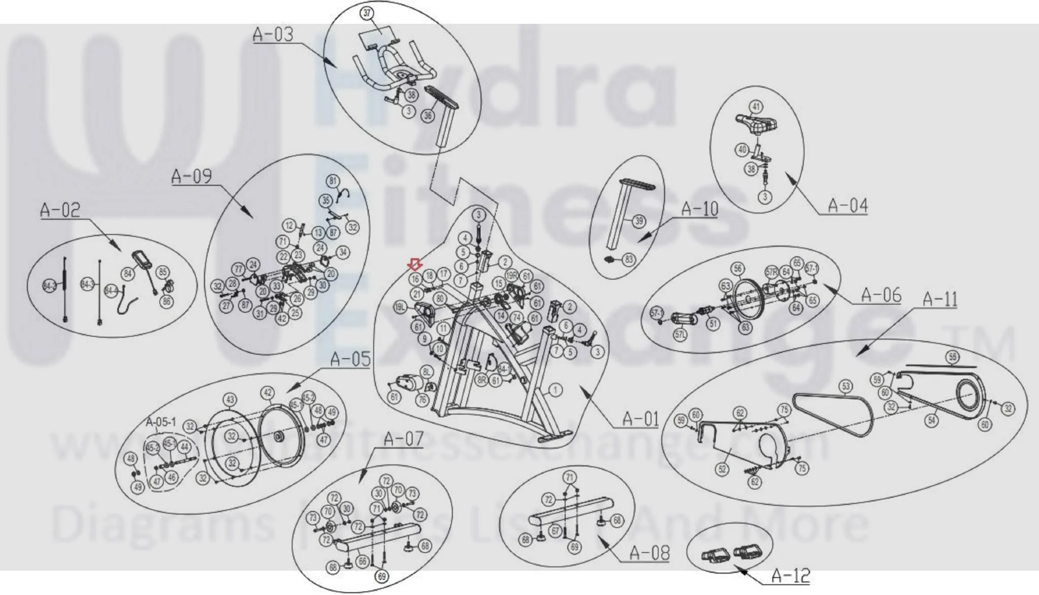 Horizon Fitness IC7.9 - FC062 Stationary Bike Steel Ball Tube 1000442986 - Image 2
