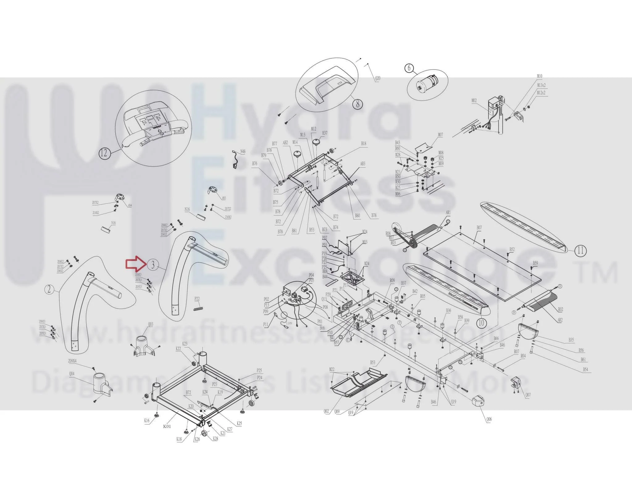 Horizon Fitness LS10.0T LS13.0T LS9.9T CT12.1 Treadmill Right Console Mast Set 1000112586 - Image 3