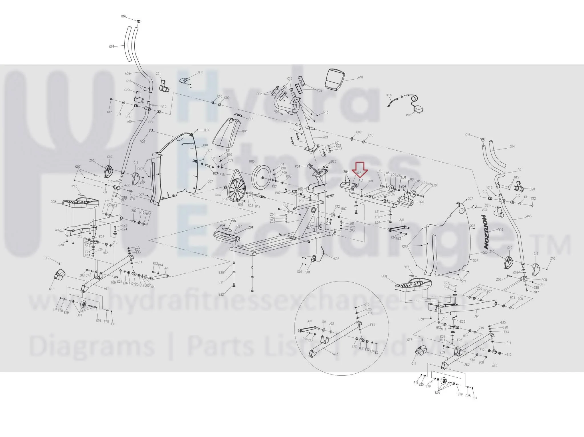 Horizon Fitness LS625E - EP132C Elliptical Front Foot Stabilizer 039075-Z - Image 3