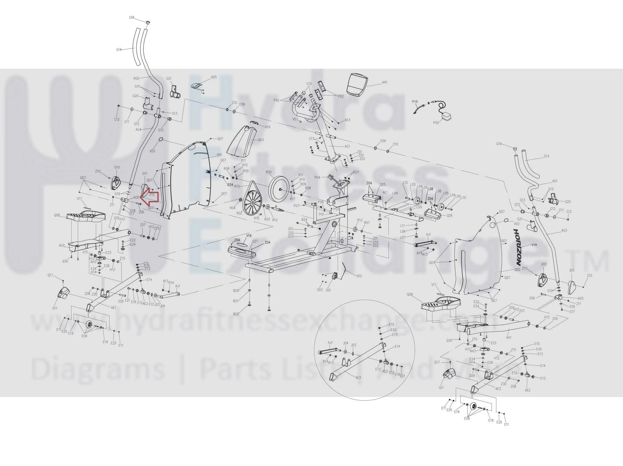 Horizon Fitness LS625E - EP132C Elliptical Lower Handlebar Swivel Bracket 025259-AB - Image 3
