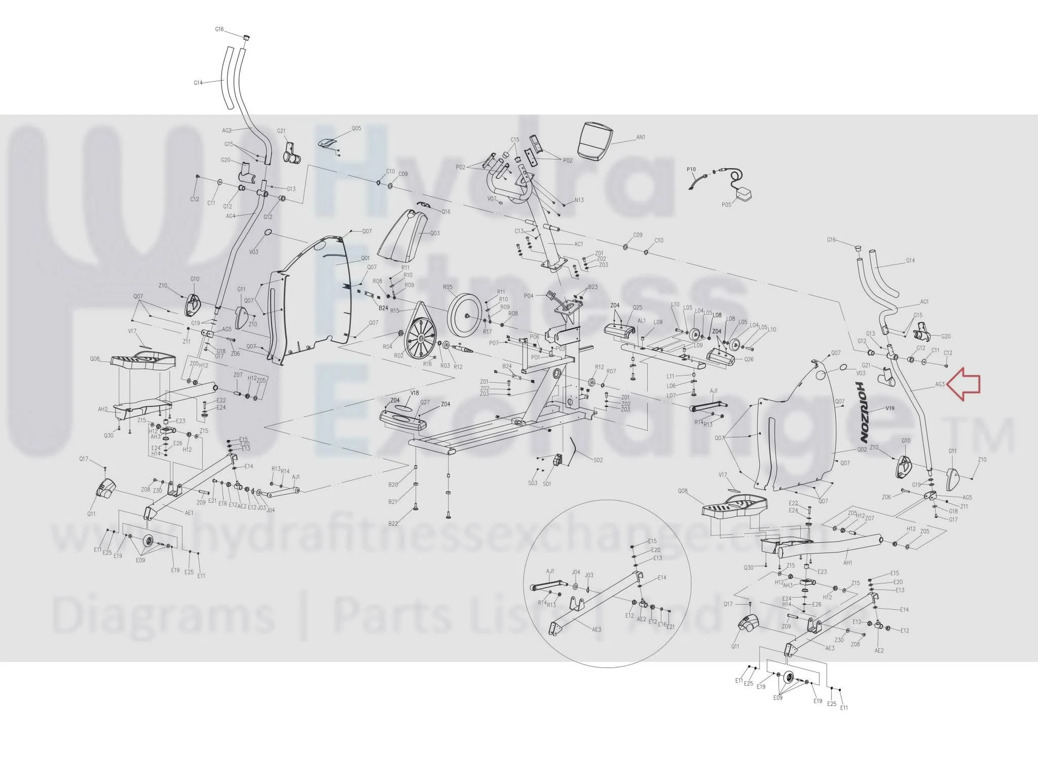 Horizon Fitness LS625E - EP132C Elliptical Right Upper Body Leg 039070-ZR - Image 2