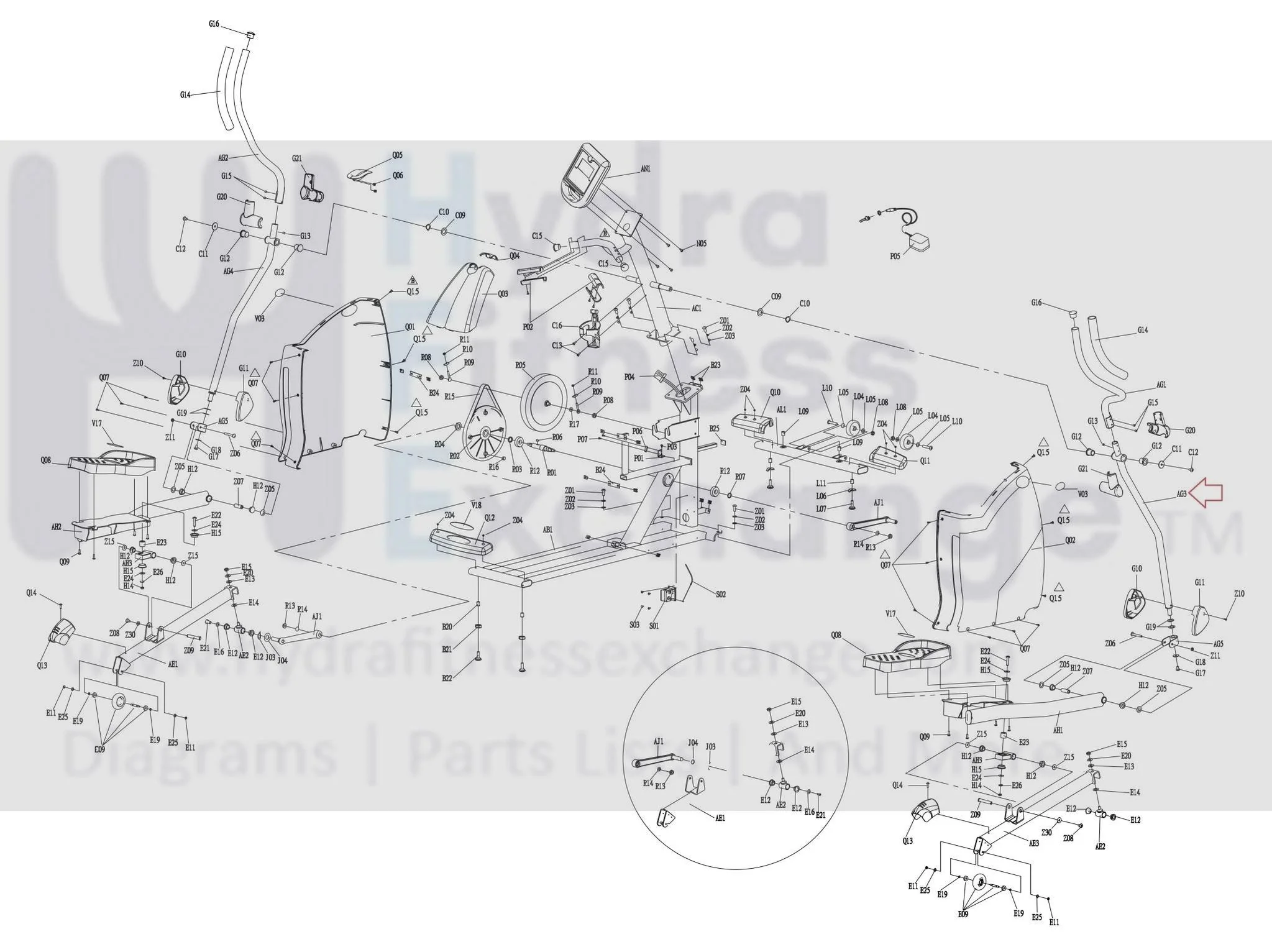 Horizon Fitness LS635E - EP181 Elliptical Lower Right Handlebar Set 078419 - Image 3