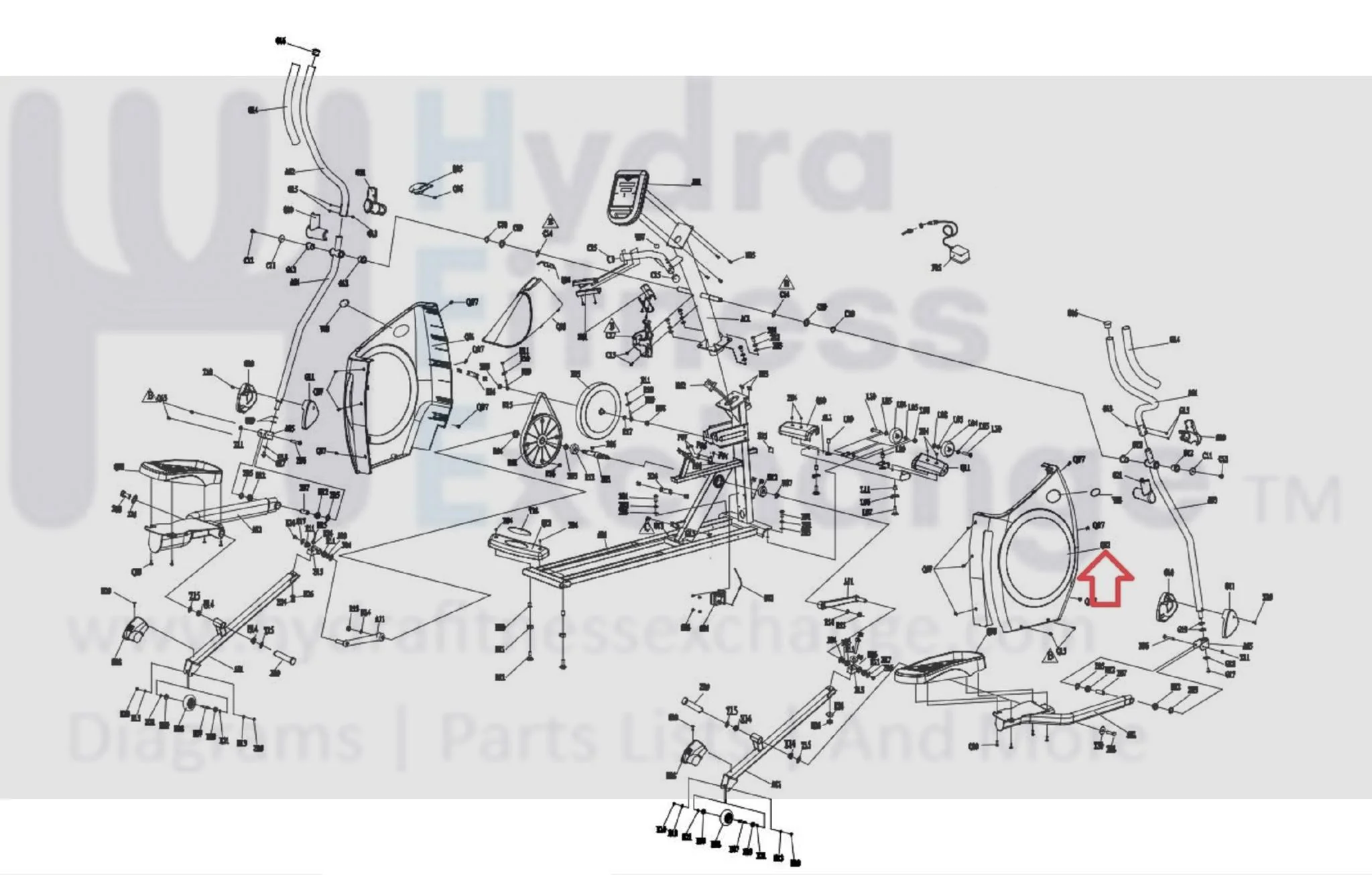 Horizon Fitness LS645E - EP505C Elliptical Right Semi Assembly Cover 101907 - Image 2