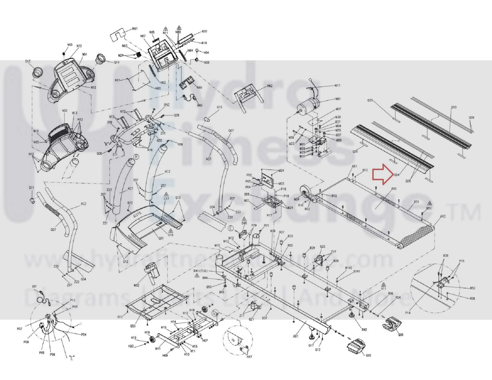 Horizon Fitness Matrix Commercial Treadmill Left Foot Rail Set 067183-ZL - Image 2