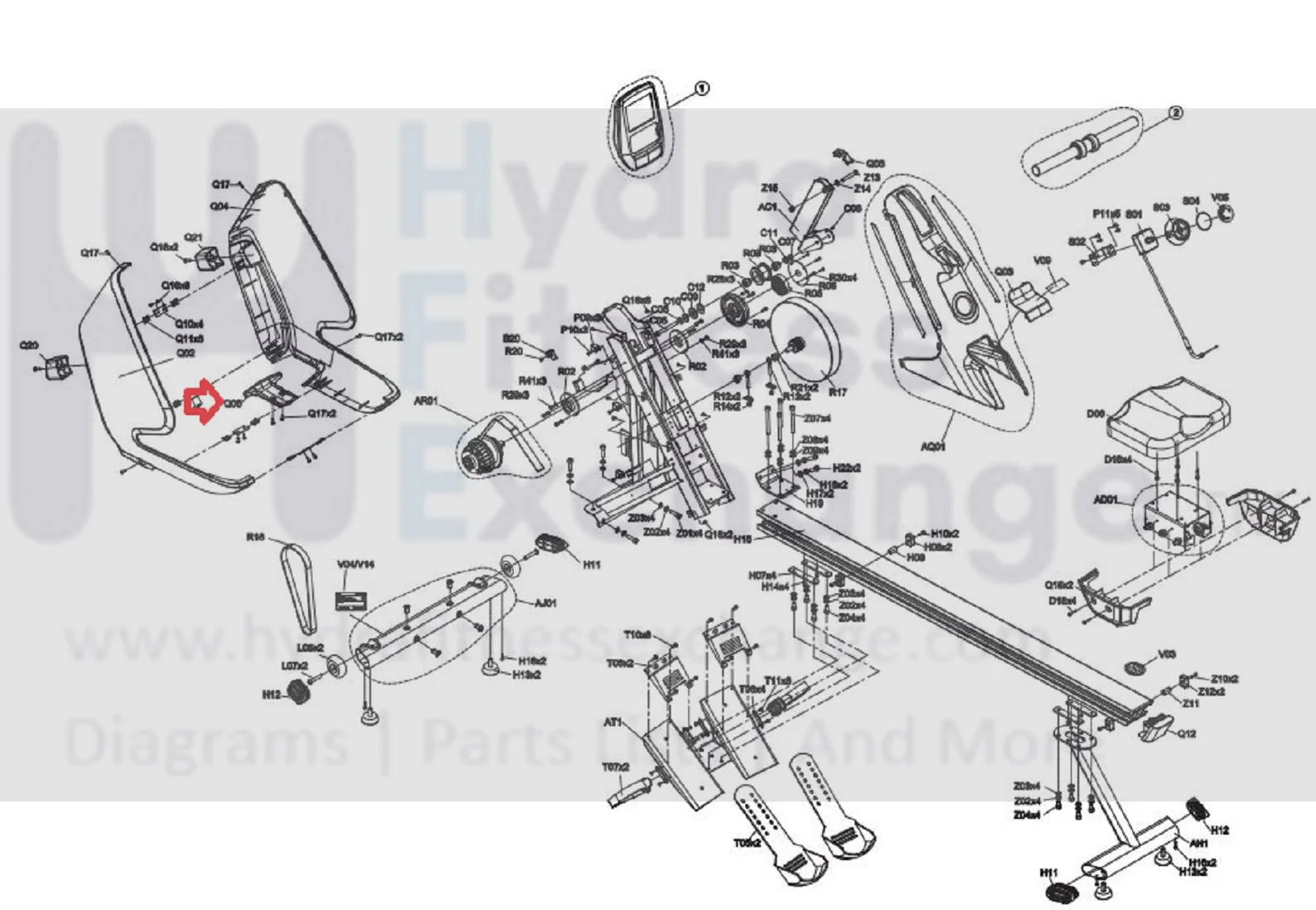 Horizon Fitness AR52 Rower Frame Back Cover 1000409261 - Image 3
