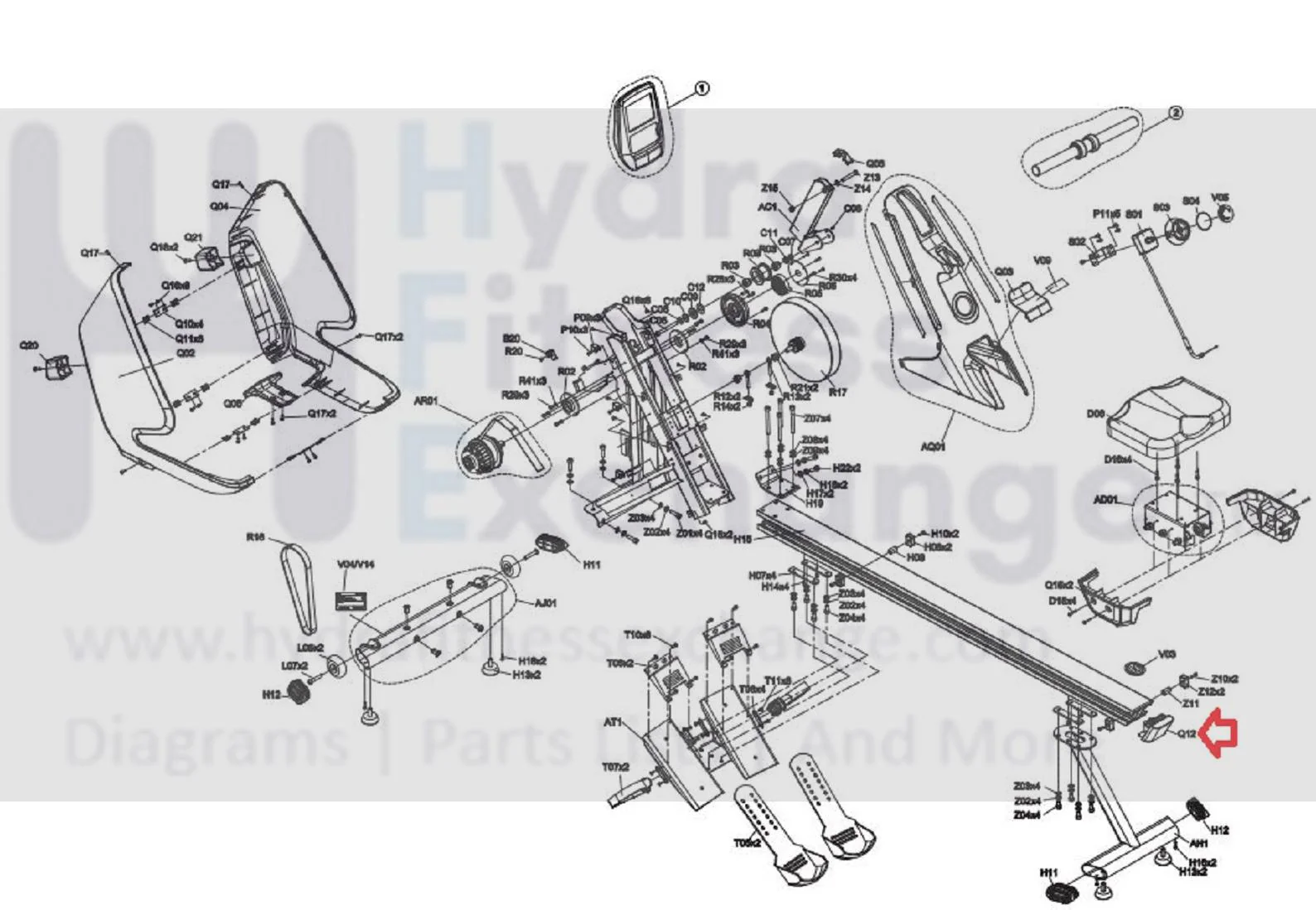 Horizon Fitness AR52 AR53 Rower Guide Rail End Cap 1000409243 - Image 3