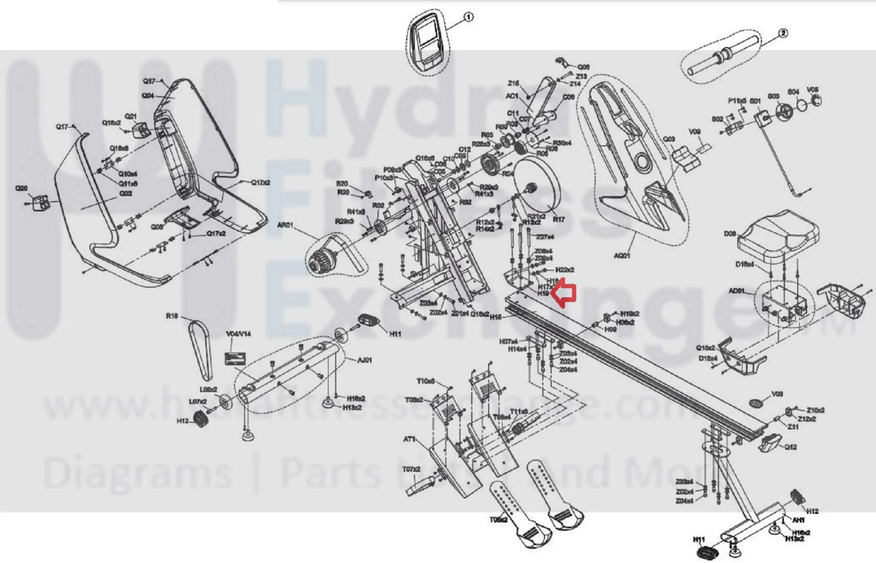 Horizon Fitness AR52 AR53 Rower Guide Rail Fixing Plate 1000412288 - Image 3
