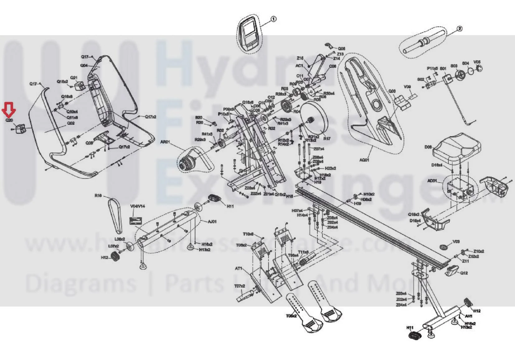 Horizon Fitness AR52 AR53 Rower Left Frame Foot Pad 1000412106 - Image 3