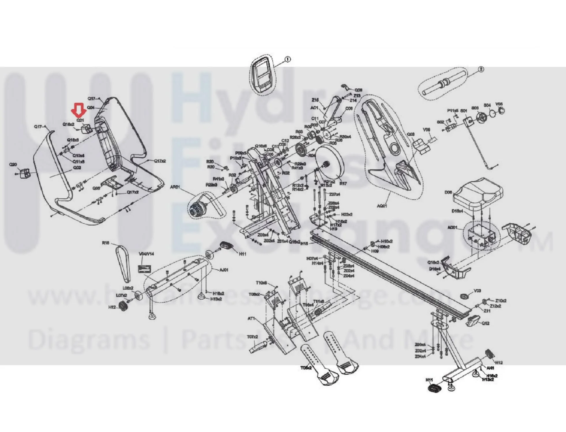 Horizon Fitness AR52 AR53 Rower Right Frame Foot Pad 1000412107 - Image 3