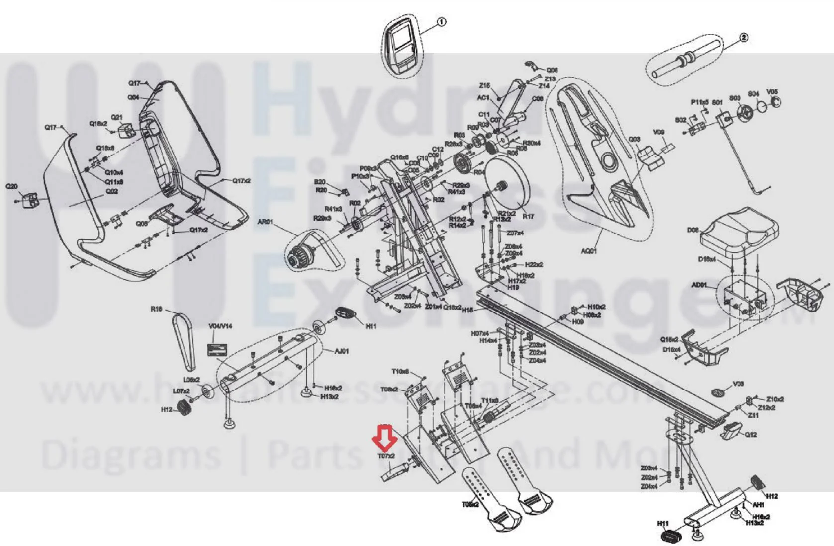 Horizon Fitness Rower Left or Right Foot Pedal Strip 1000429720 - Image 3
