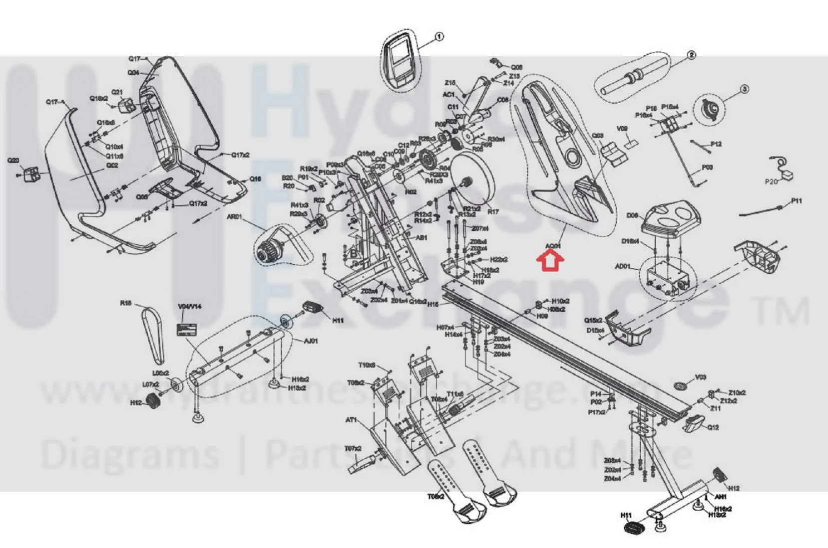 Horizon Fitness Oxford 6 - AR53 Rower Front Cover Set Assembly 1000429854 - Image 2