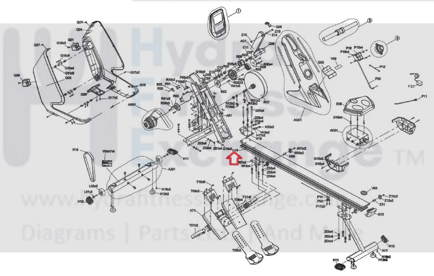 Horizon Fitness Oxford 6 - AR53 Rower Slide Guide Rail 1000409340 - Image 2