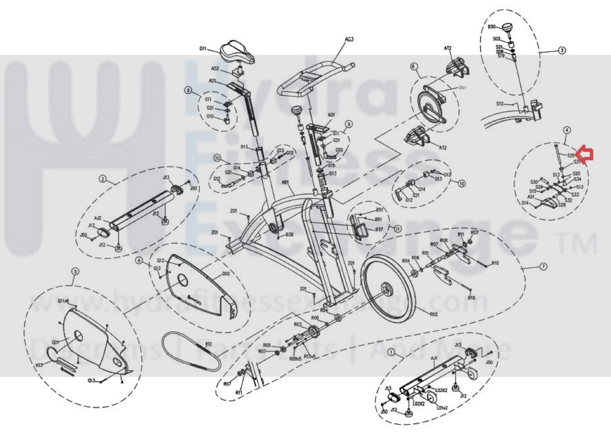 Horizon Fitness P8000 - FC16B Stationary Bike Adjust Rod Screw 090952 - Image 2