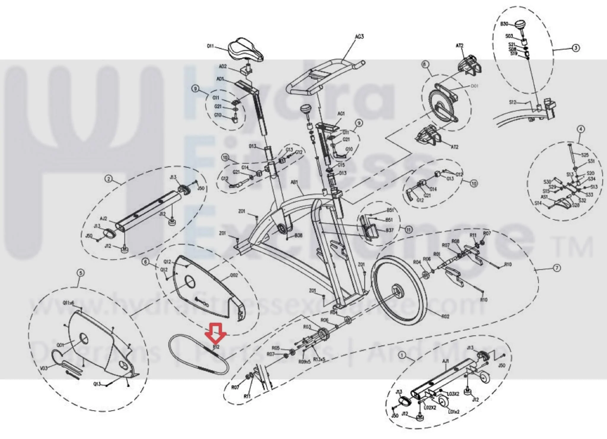 Horizon Fitness P8000 - FC16B Stationary Bike Drive Chain 080352 - Image 2