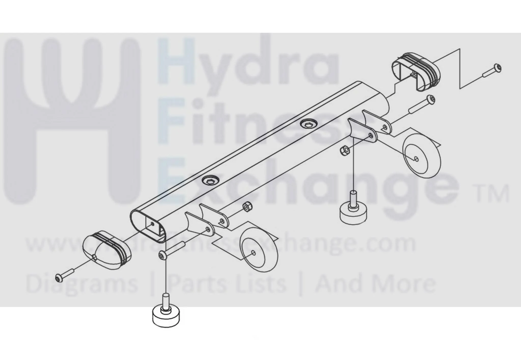 Horizon Fitness P8000 - FC16B Stationary Bike Front Stabilizer Set 093825