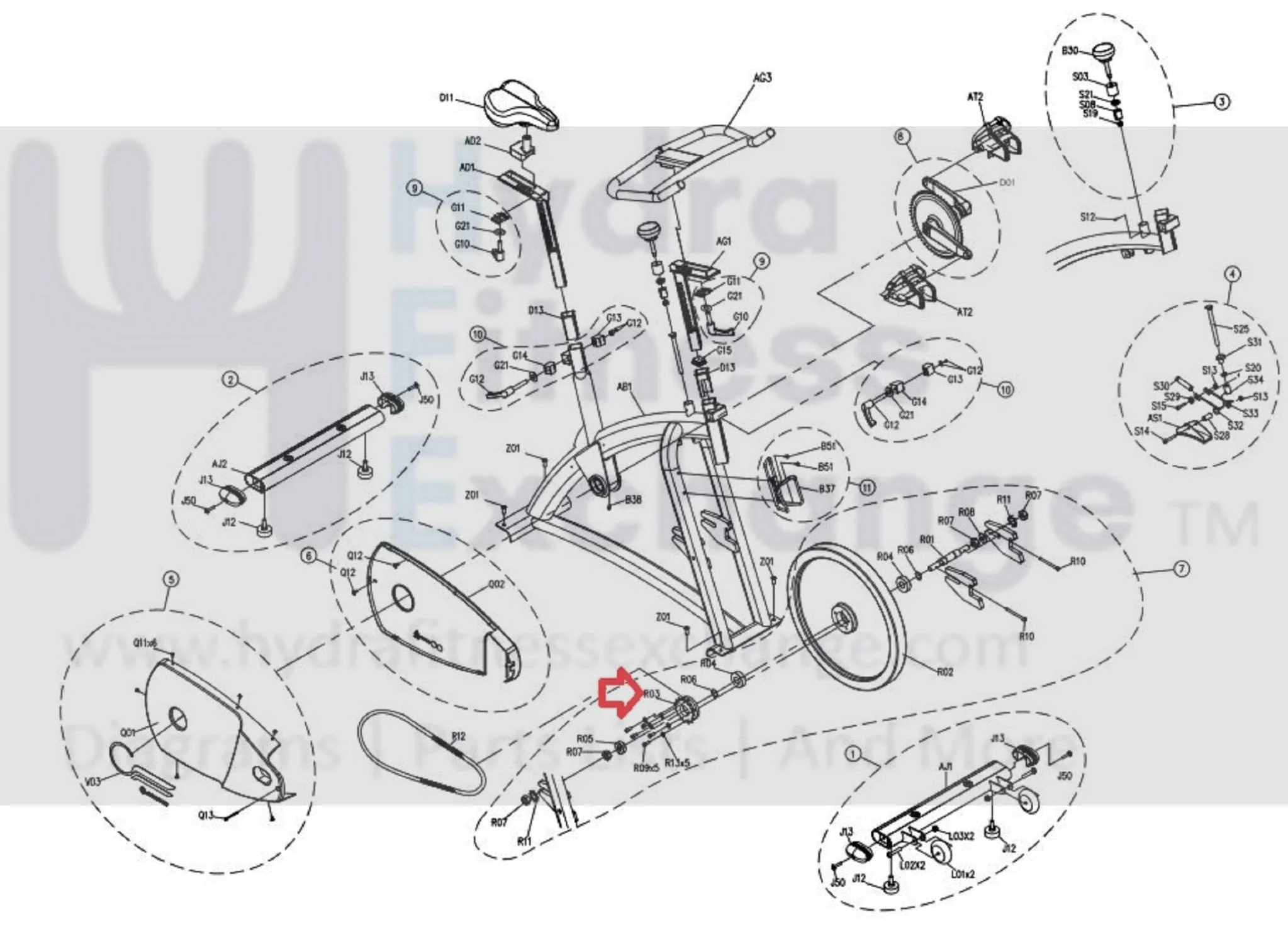 Horizon Fitness P8000 - FC16B Stationary Bike Gear Set 72x27.4L 080351 - Image 2