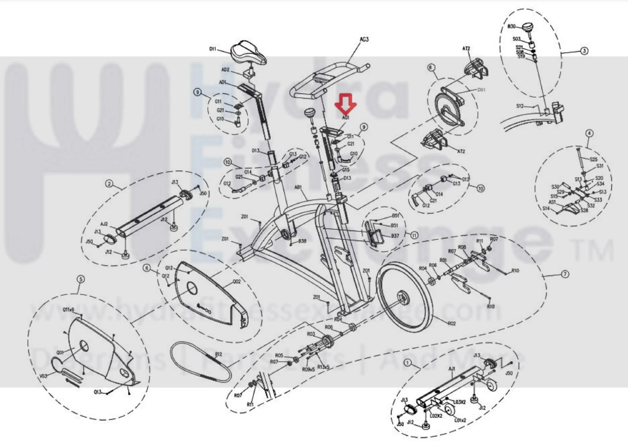 Horizon Fitness P8000 - FC16B Stationary Bike Handlebar Frame Vertical and Horizontal 080486 - Image 2
