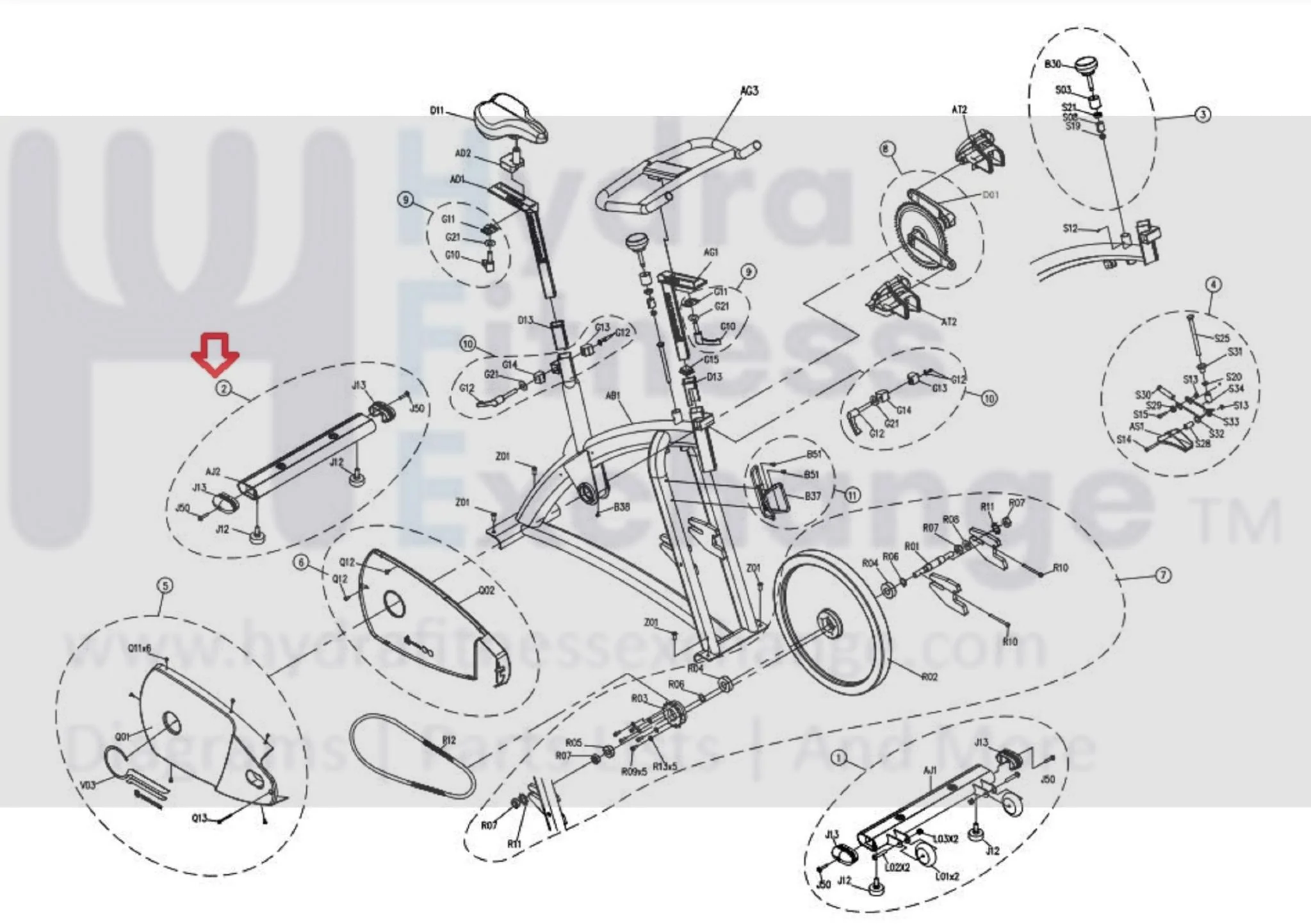 Horizon Fitness P8000 - FC16B Stationary Bike Rear Foot Stabilizer Set 081771 - Image 2
