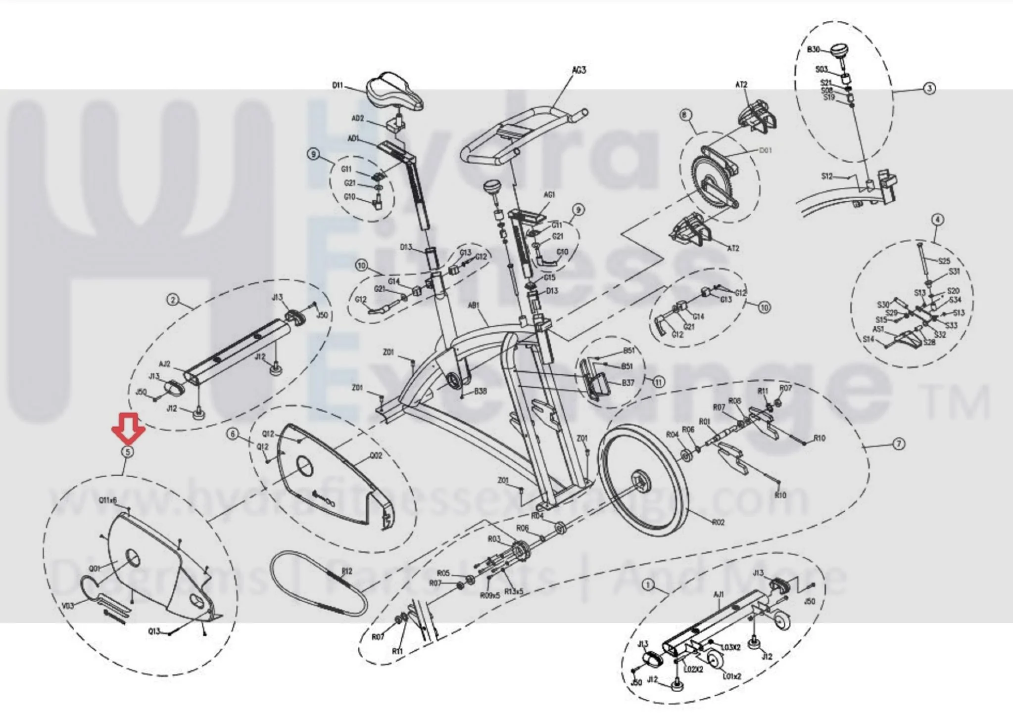 Horizon Fitness P8000 - FC16B Stationary Bike Right Side Cover 093768 - Image 2