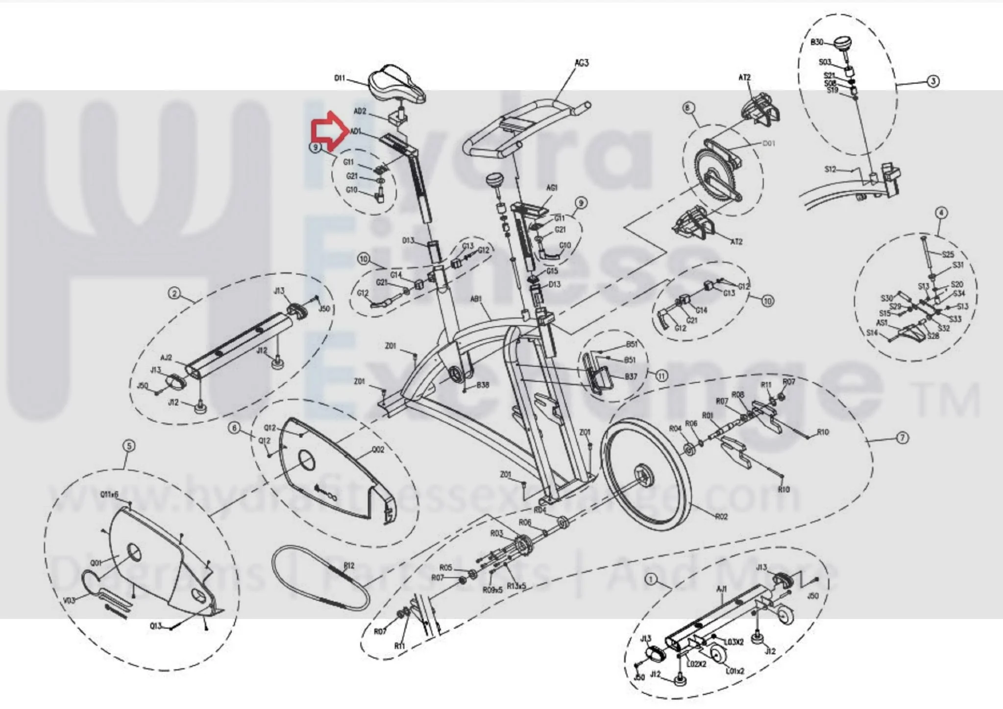 Horizon Fitness P8000 - FC16B Stationary Bike Seat Frame Vertical and Horizontal 080315 - Image 2