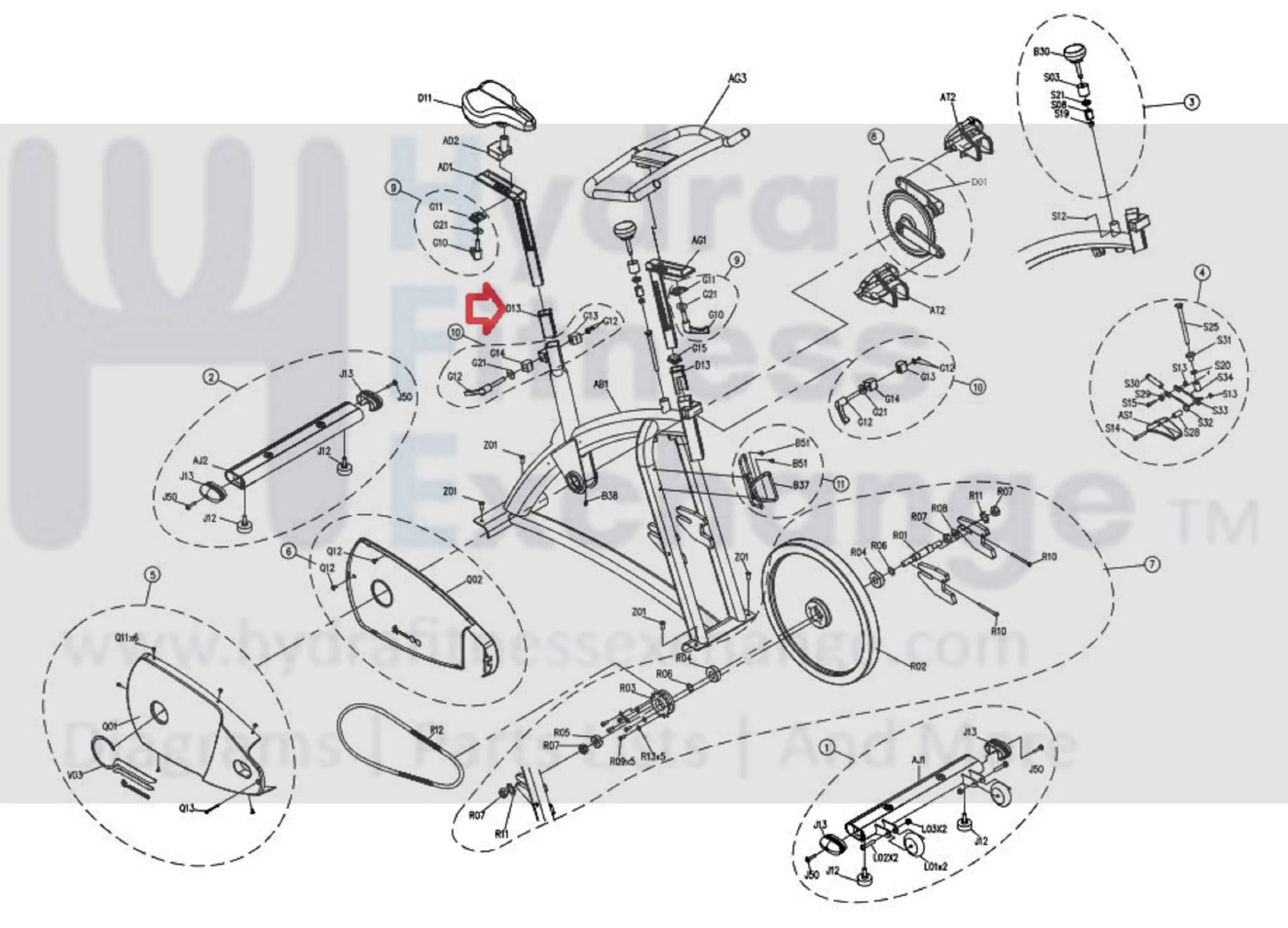 Horizon Fitness P8000 - FC16B Stationary Bike Seat Handlebar Tube Sleeve 080312 - Image 2