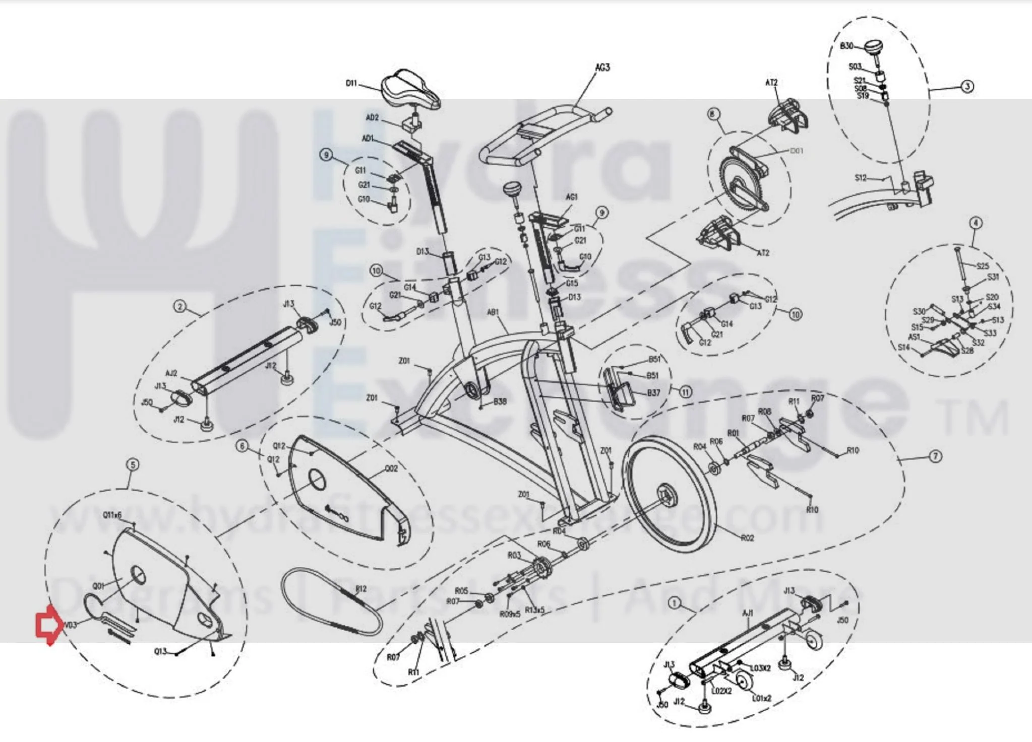 Horizon Fitness P8000 - FC16B Stationary Bike Sticker Chain Cover 093141 - Image 3