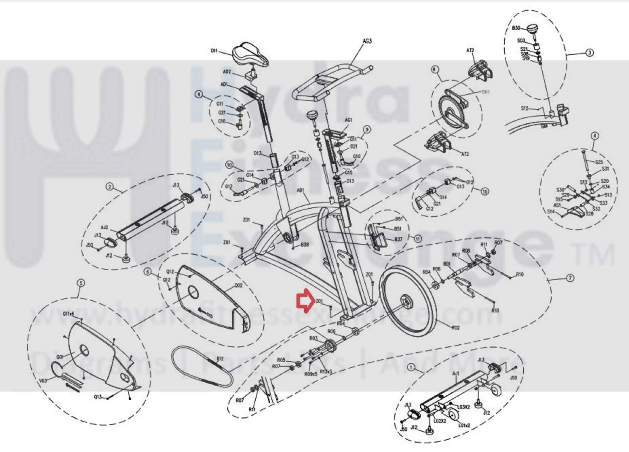 Horizon Fitness P8000 - FC16B Stationary Bike Screw M8x1.25Px20L 081274 - Image 2