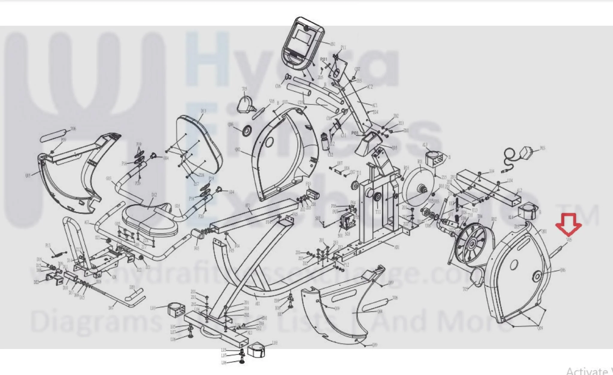 Horizon Fitness RC30 - RB121 Stationary Bike Front Side Cover Decal 079866 - Image 2